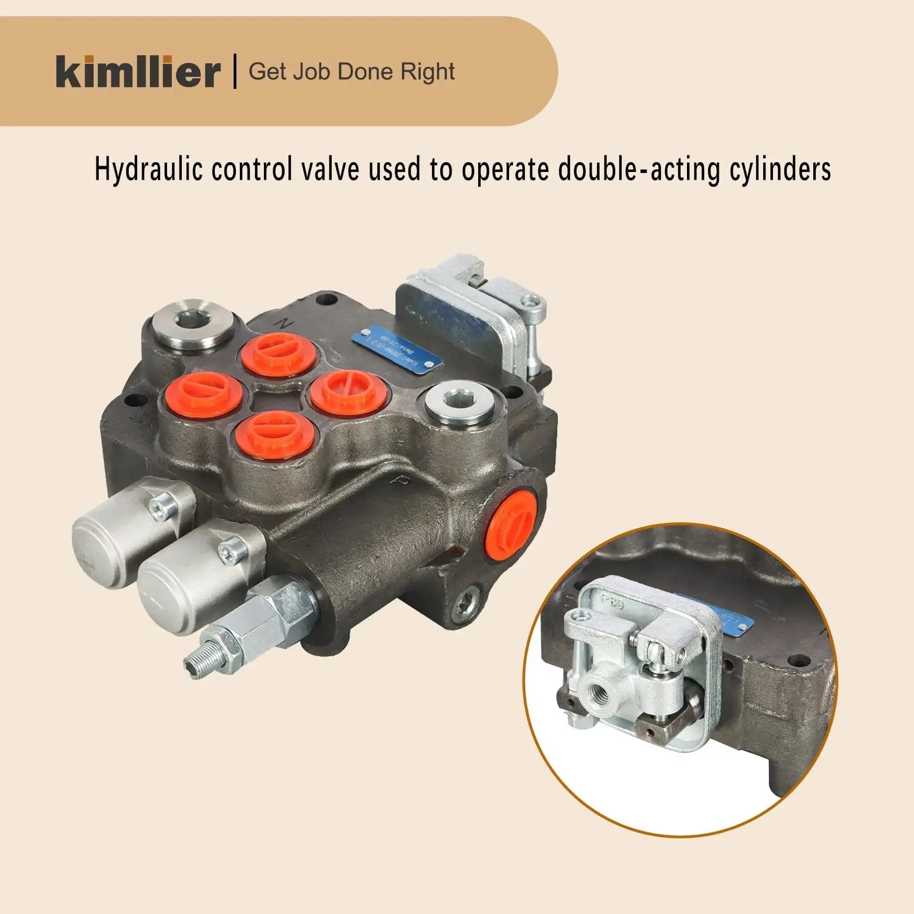 2 Spool Hydraulic Valve With Joystick Control For Heavy Equipment 21GPM Flow 3625PSI Relief Double Acting Directional Valve
