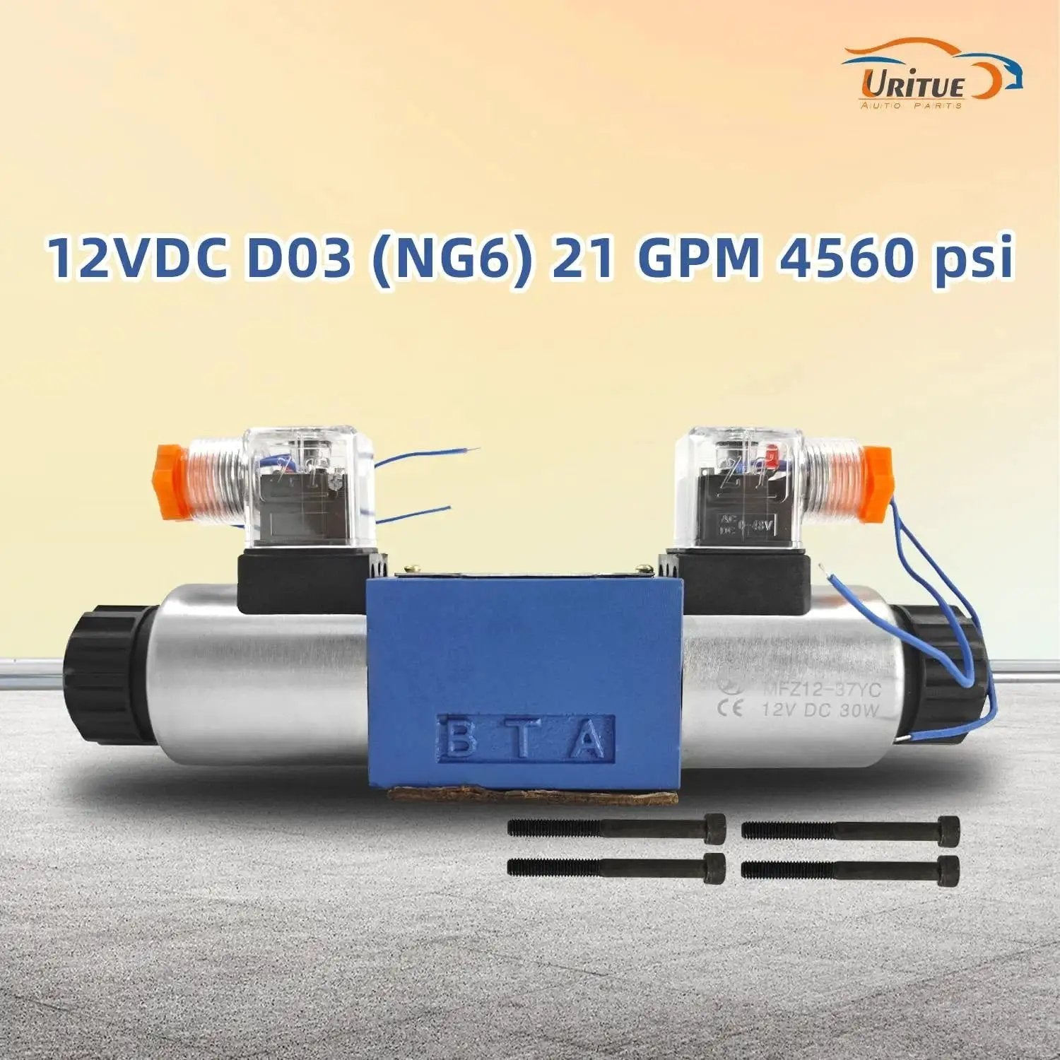 Electric Hydraulic Directional Control Solenoid Valve 12V DC D03 NG6 21 GPM 4560 PSI for machinery with 30W DC coil.