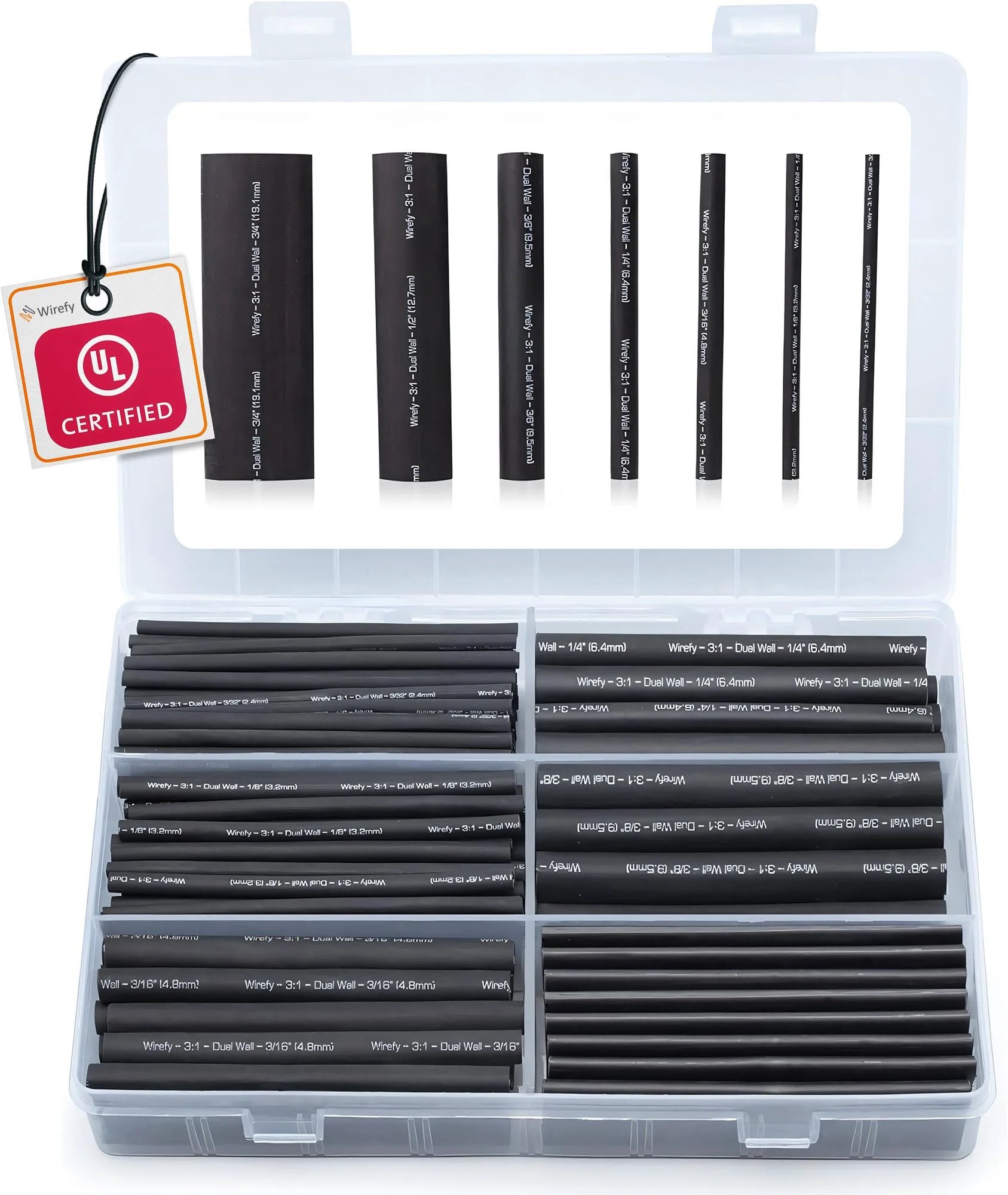 Adhesive Lined Heat Shrink Tubing Kit With 180 Pieces In Black 3 To 1 Shrink Ratio Pro Grade Wire Wrap Tubing For Electrical Wiring