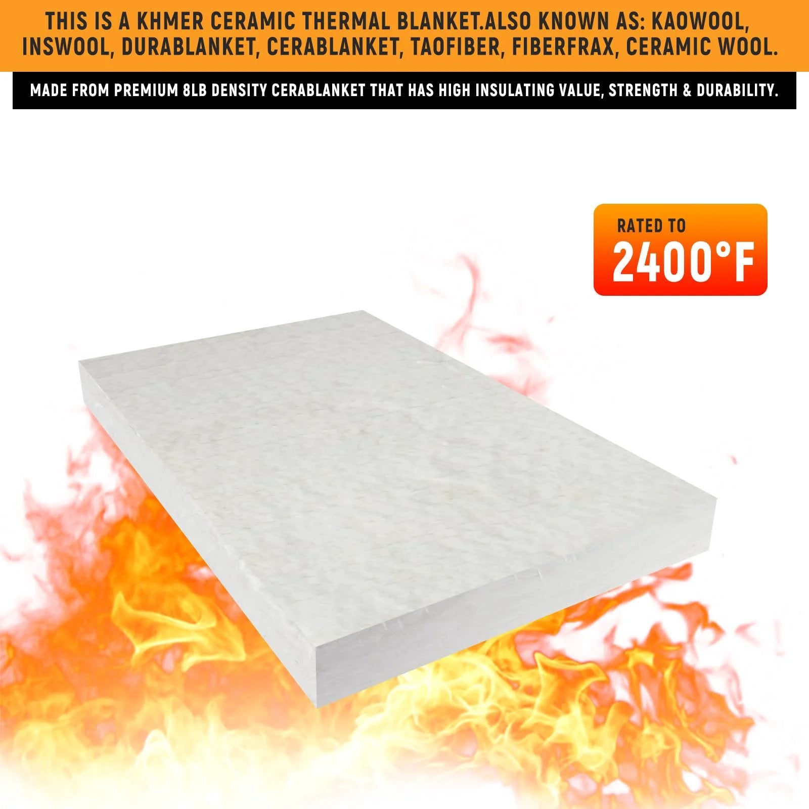Heavy Duty Ceramic Fiber Insulation Blanket 2 Inch Thick 15 By 24 For Furnaces Kilns Stoves And Fireplaces 2400F Intermittent