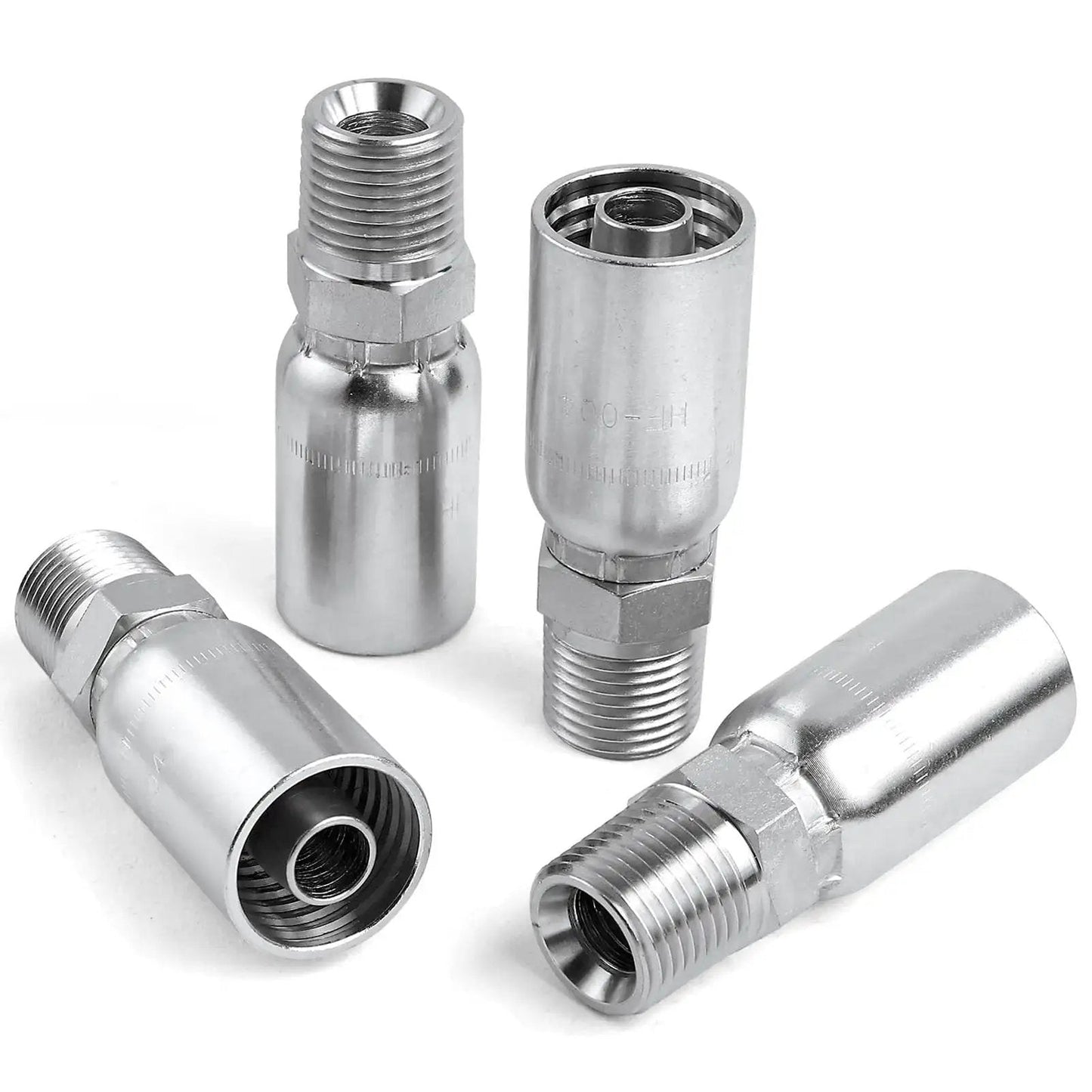 12 Pack 1/2 Inch Hose To 1/2 Inch NPTF Male Hydraulic Crimp Fittings In Heavy Duty Carbon Steel For Hydraulic Systems