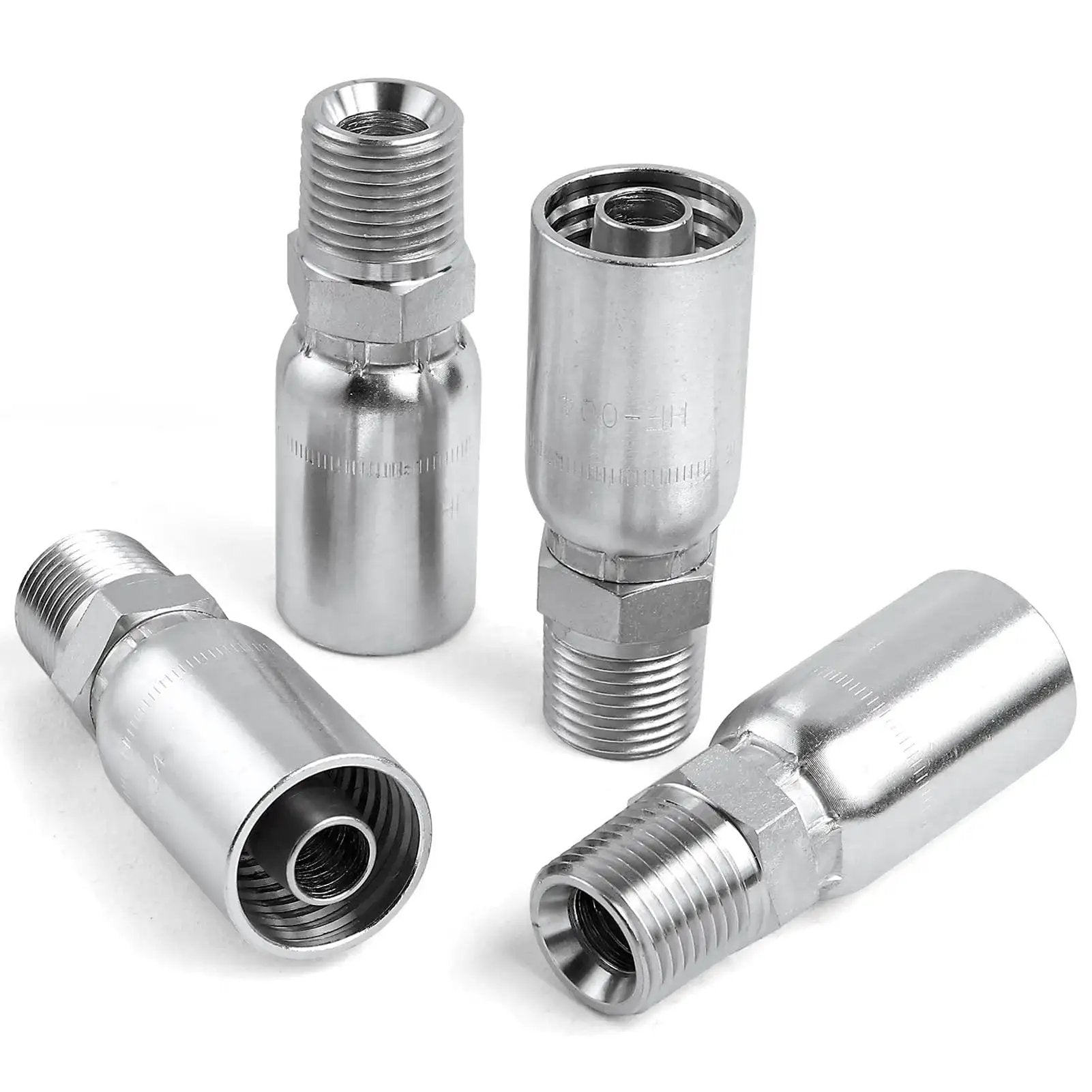 12 Pack 1/2 Inch Hose To 1/2 Inch NPTF Male Hydraulic Crimp Fittings In Heavy Duty Carbon Steel For Hydraulic Systems