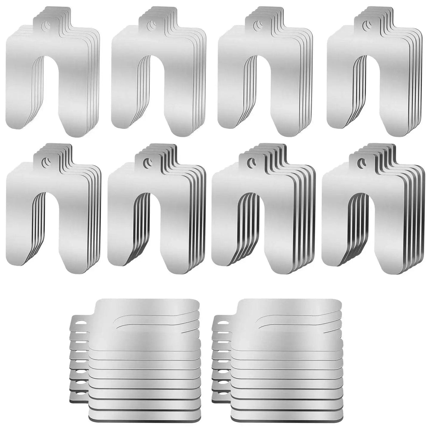 56 Piece 304 Stainless Steel Shim Kit With 2 By 2 Inch Slotted Shims In Eight Thicknesses From 0.001 To 0.075 Inches For Leveling CNC Automotive And Marine Applications Laser Cut Precision Shims With Safety Hole