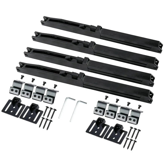 4 Pack Barn Door Soft Close Mechanisms With Spring Buffer Dampers For Sliding Barn Door Hardware supports, bolts, and tools.