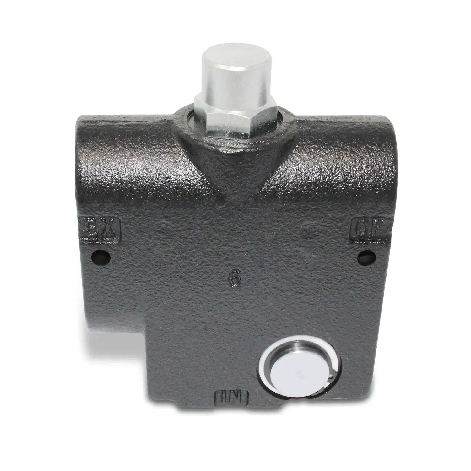 Adjustable Hydraulic Flow Control Valve With Relief For 0-30 GPM, Pressure Compensating, Internal Relief Set To 1500 PSI, 3/4 NPT Port