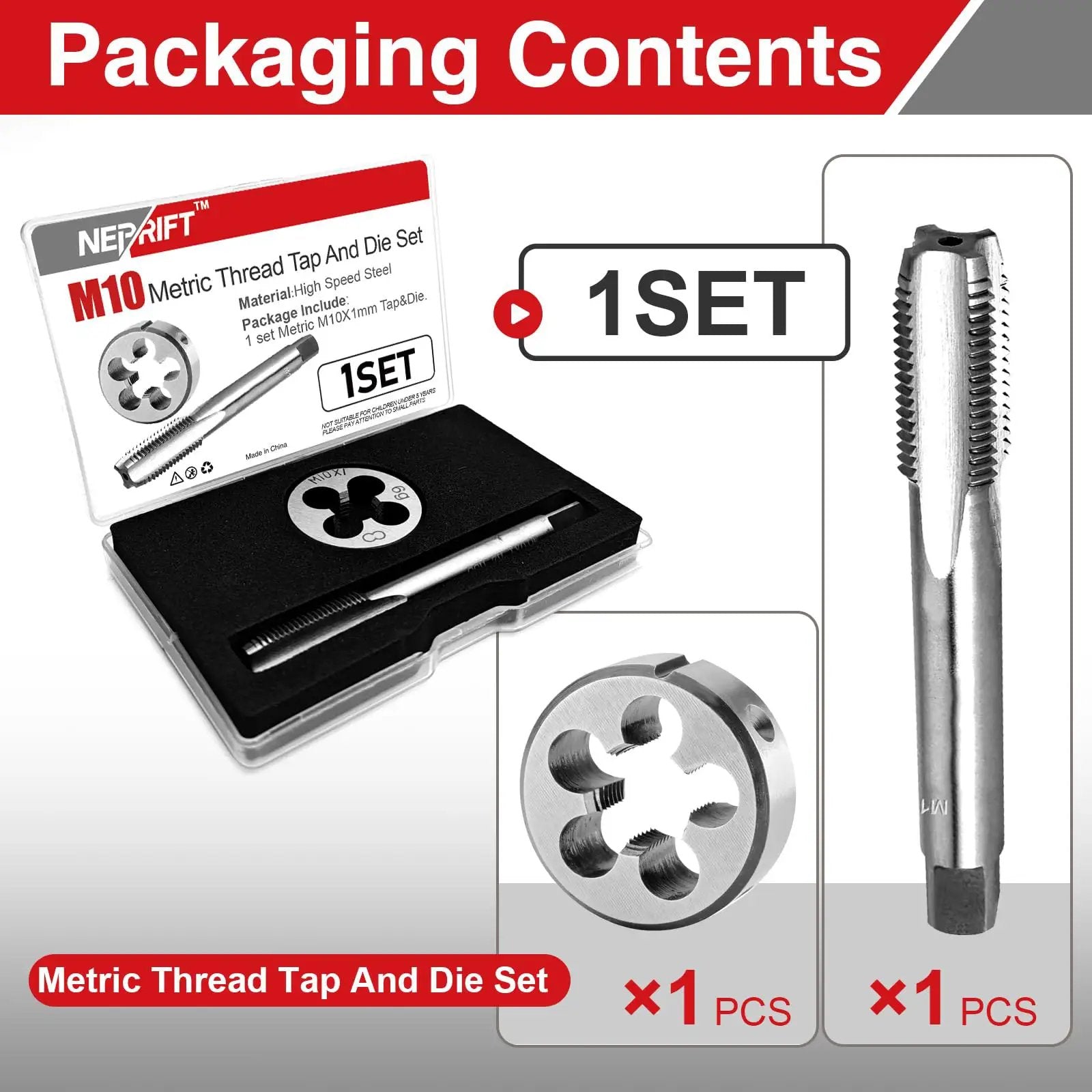 M10 X 1 0 Fine Pitch Tap And Die Set For Metalworking And Maintenance In Your Shop High Speed Steel Right Hand Threading Tools