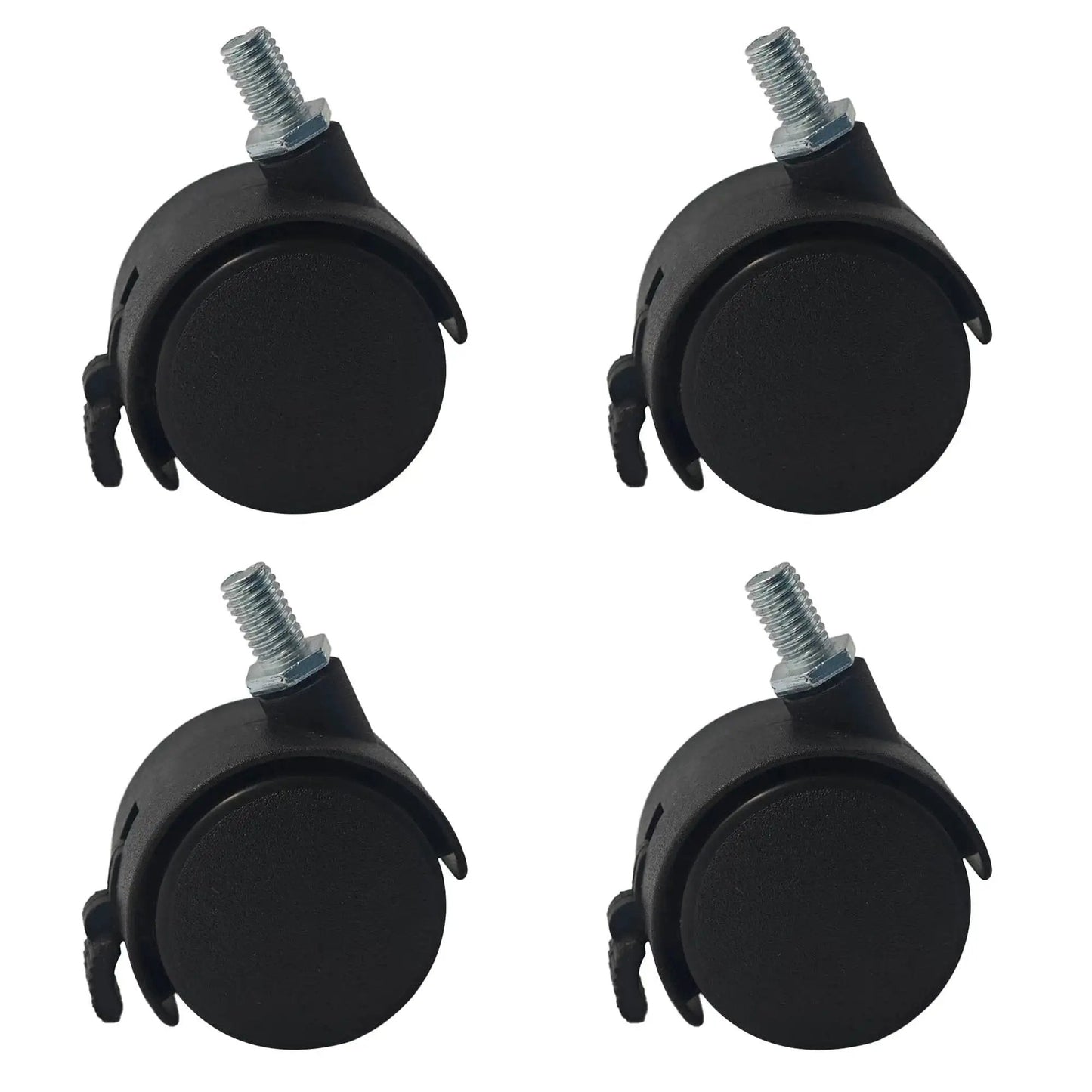 Four Pack 2 Inch M8 Threaded Stem Caster Wheels Nylon Swivel Casters With Brake Lock For Furniture Office Chairs And Storage Shelves