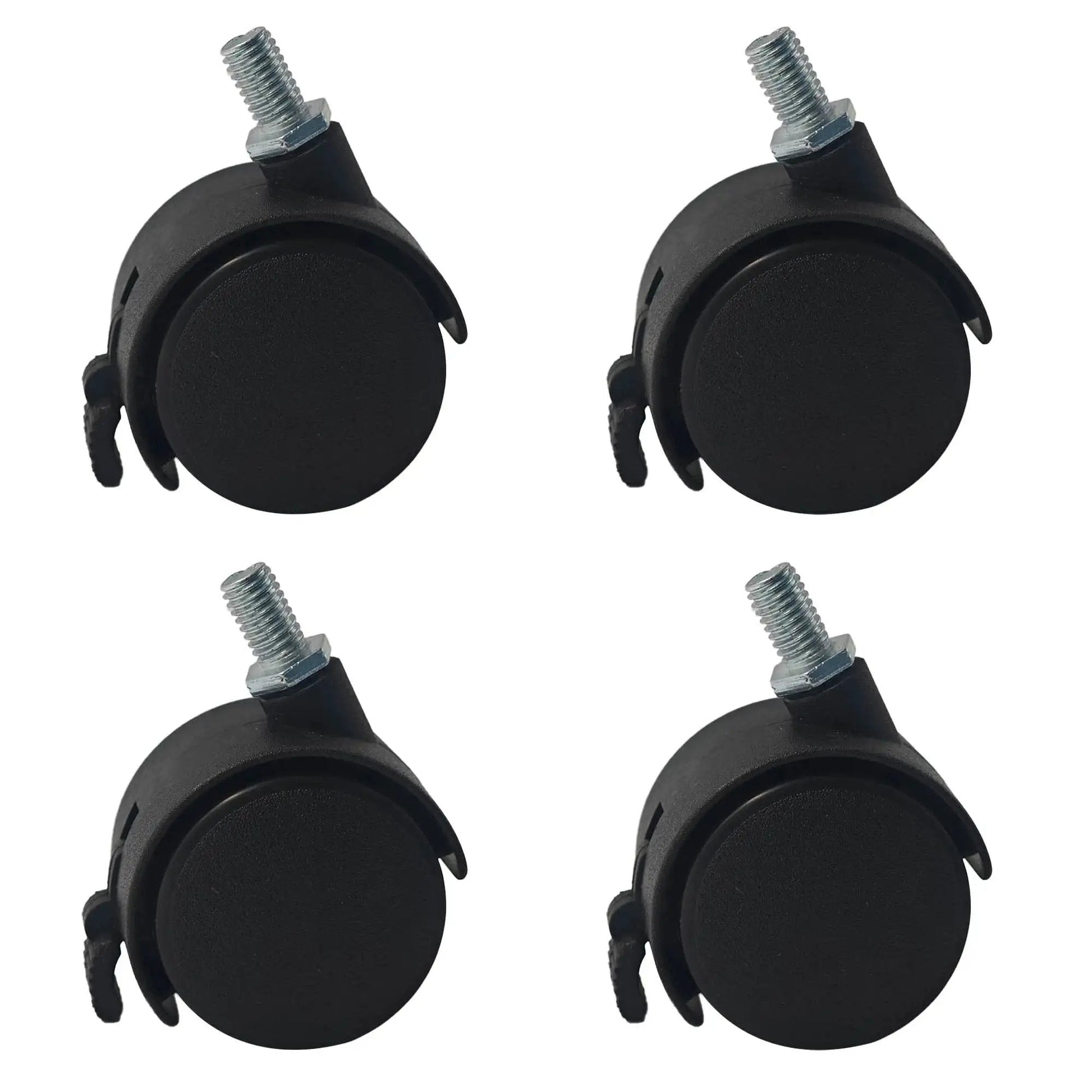 Four Pack 2 Inch M8 Threaded Stem Caster Wheels Nylon Swivel Casters With Brake Lock For Furniture Office Chairs And Storage Shelves