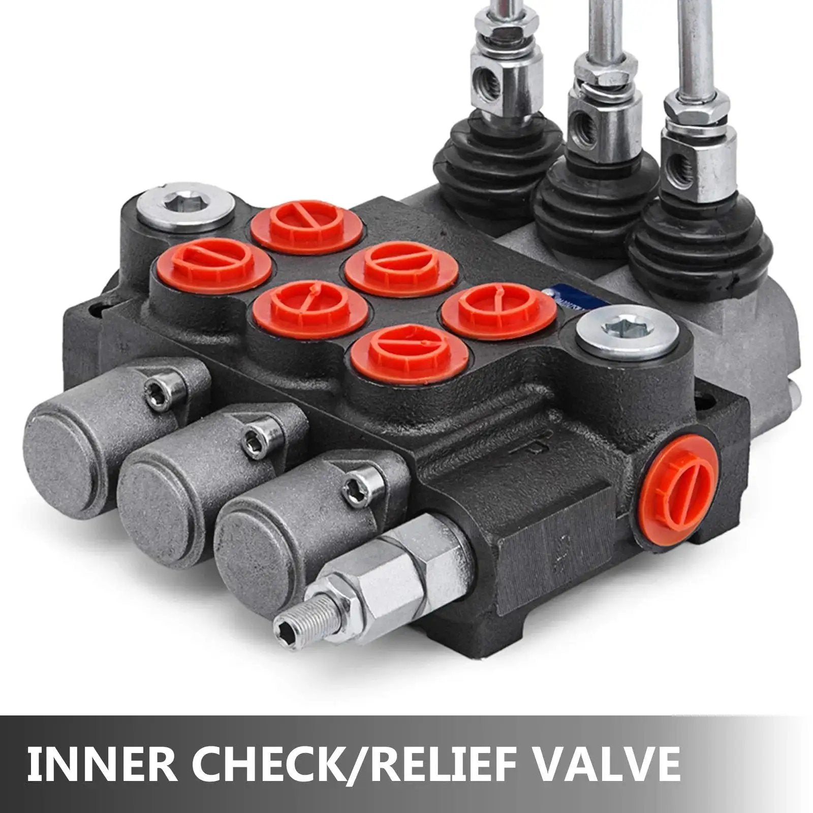Three Spool Hydraulic Control Valve 11 GPM Double Acting Directional Valve For Tractors And Loaders With Cast Iron Body 3600 PSI Relief