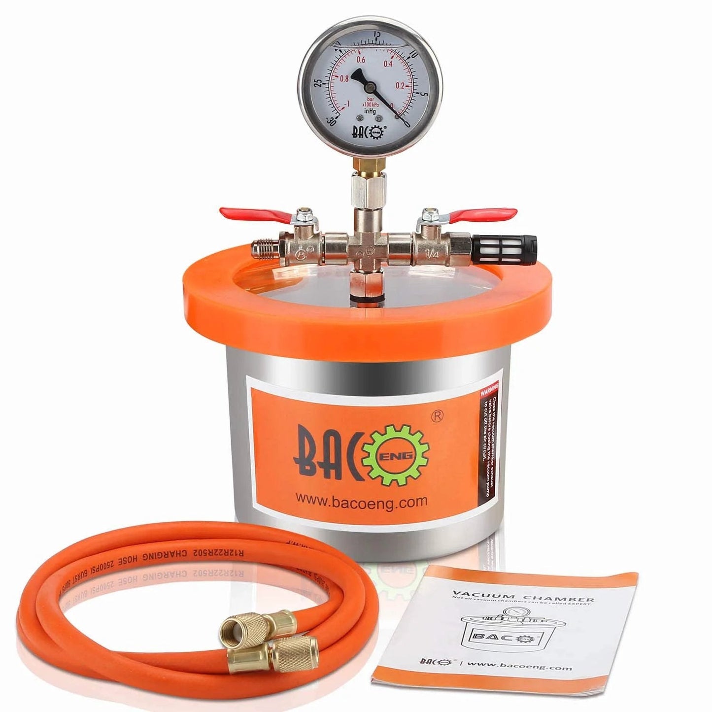 2 Quart Stainless Steel Vacuum Chamber Kit for Resin Degassing with Acrylic Lid, Durable Degassing Chamber for Epoxy and Silicone Casting, Silicone Gasket, Reusable 10,000 Uses