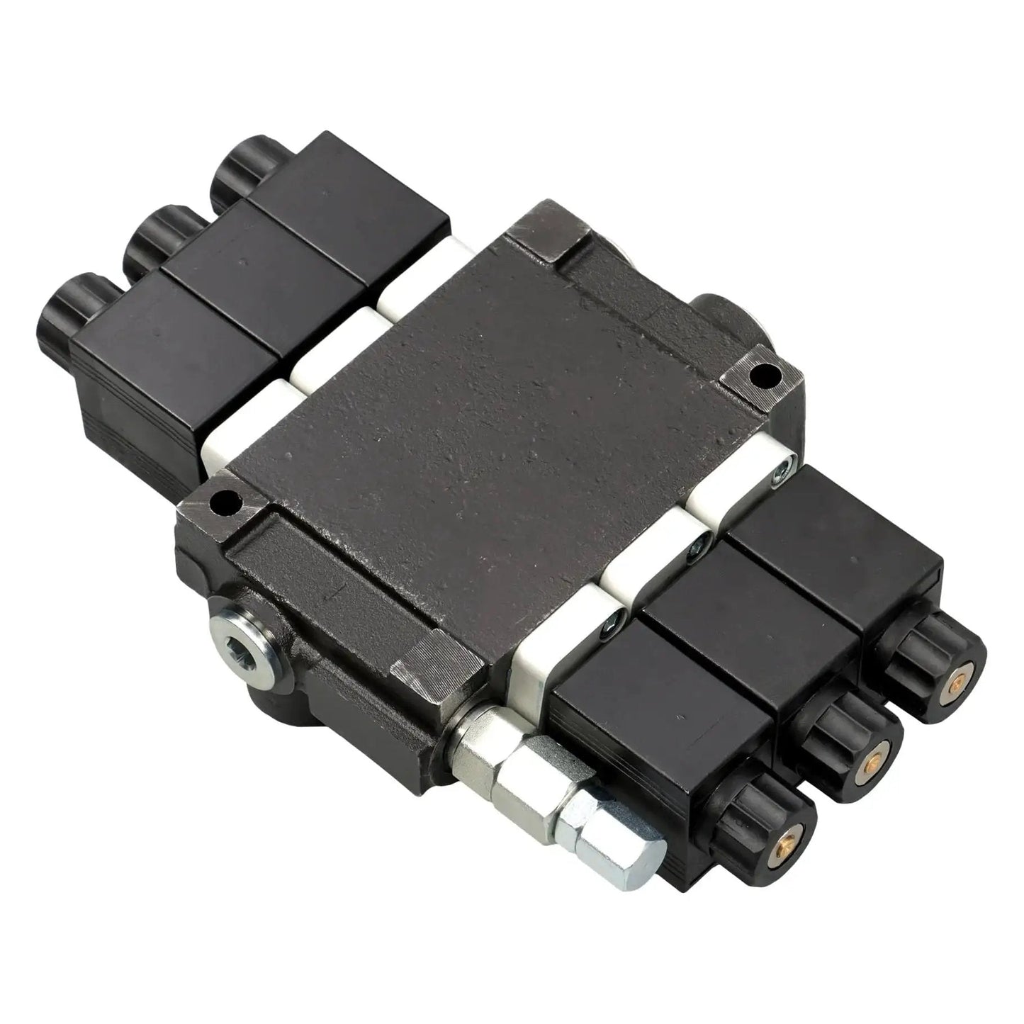 Heavy Duty 3-Spool Hydraulic Control Valve Solenoid 12V DC With 13 GPM Flow At 3600 PSI, Double Acting Inlet Outlet Port 7/8-14