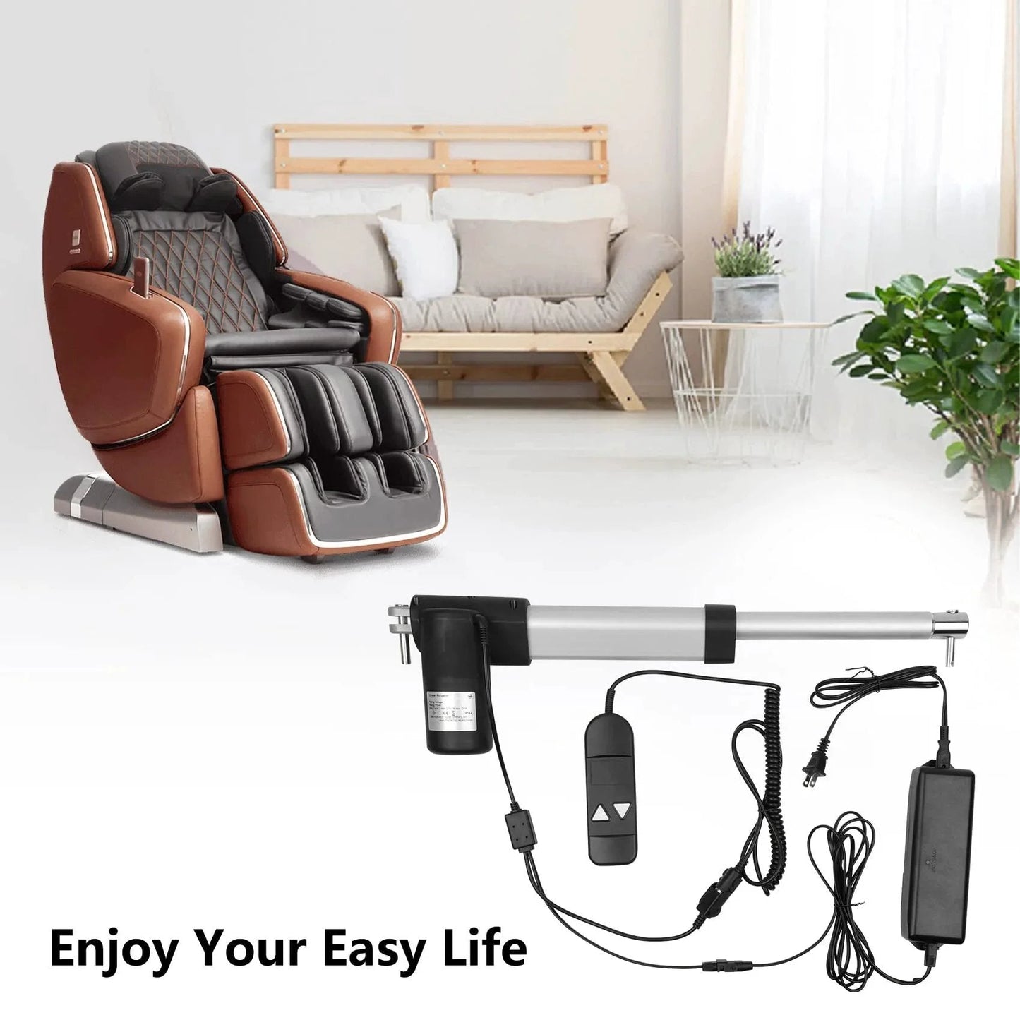 Heavy Duty Electric Recliner Actuator Replacement Kit for Lift Chairs 24V DC Motor with 8.27 Inch Stroke and 15.31 Inch Install Length