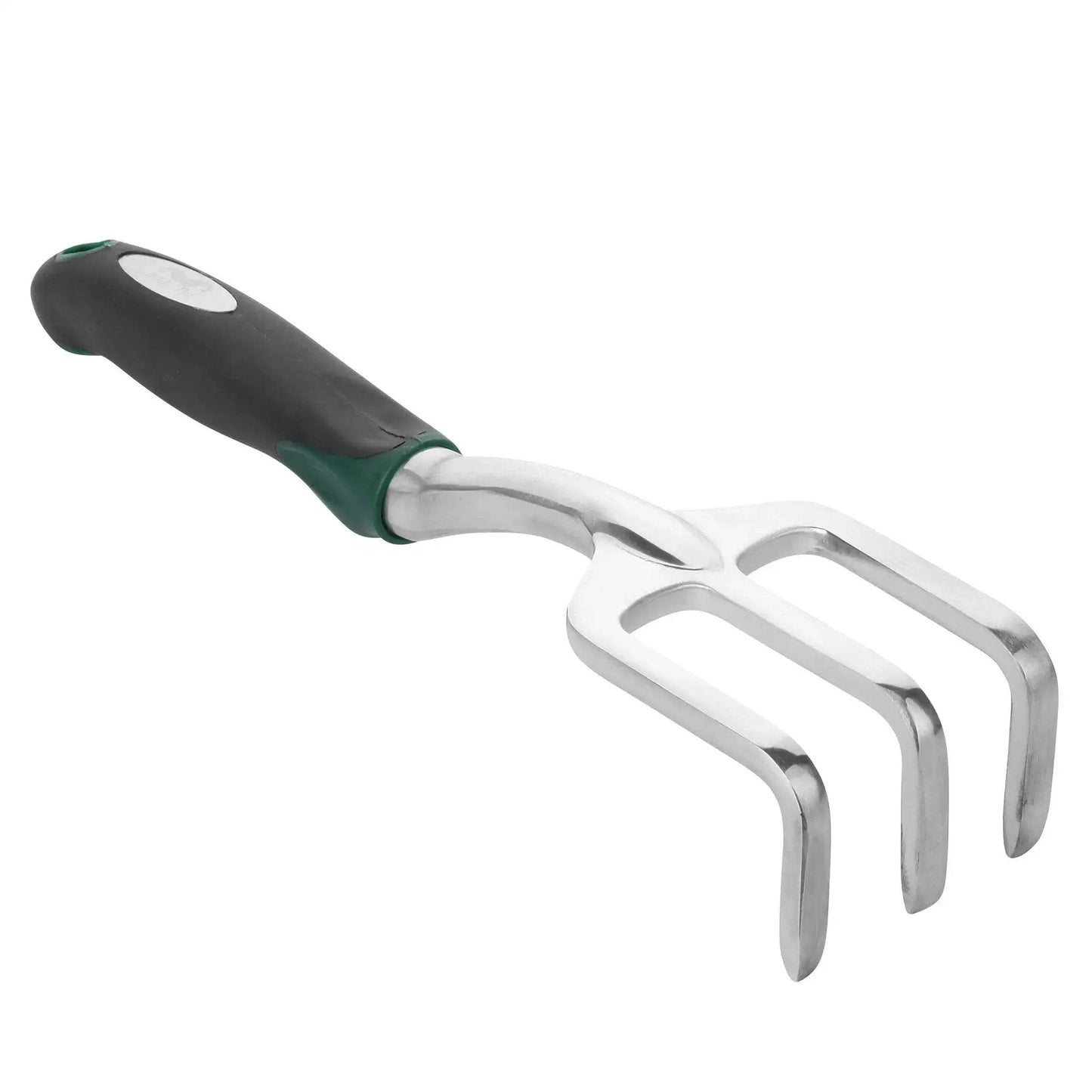 Eleven And A Half Inch Hand Rake For Weeding And Soil Turning With Three Prong Metal Cultivator For Garden Beds And Plots Easy Grip Lightweight