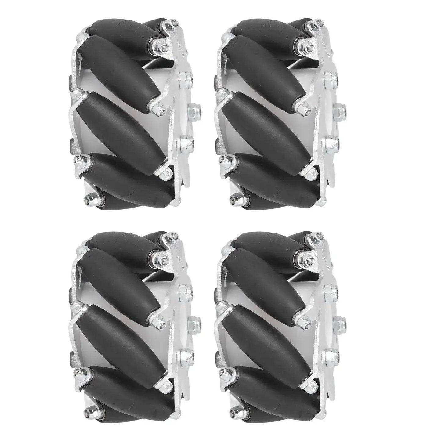 60mm Omni Directional Aluminum Alloy Wheel Set For RC Robots And DIY Projects Featuring Eight Rubber Rollers Per Wheel And A 10kg Load