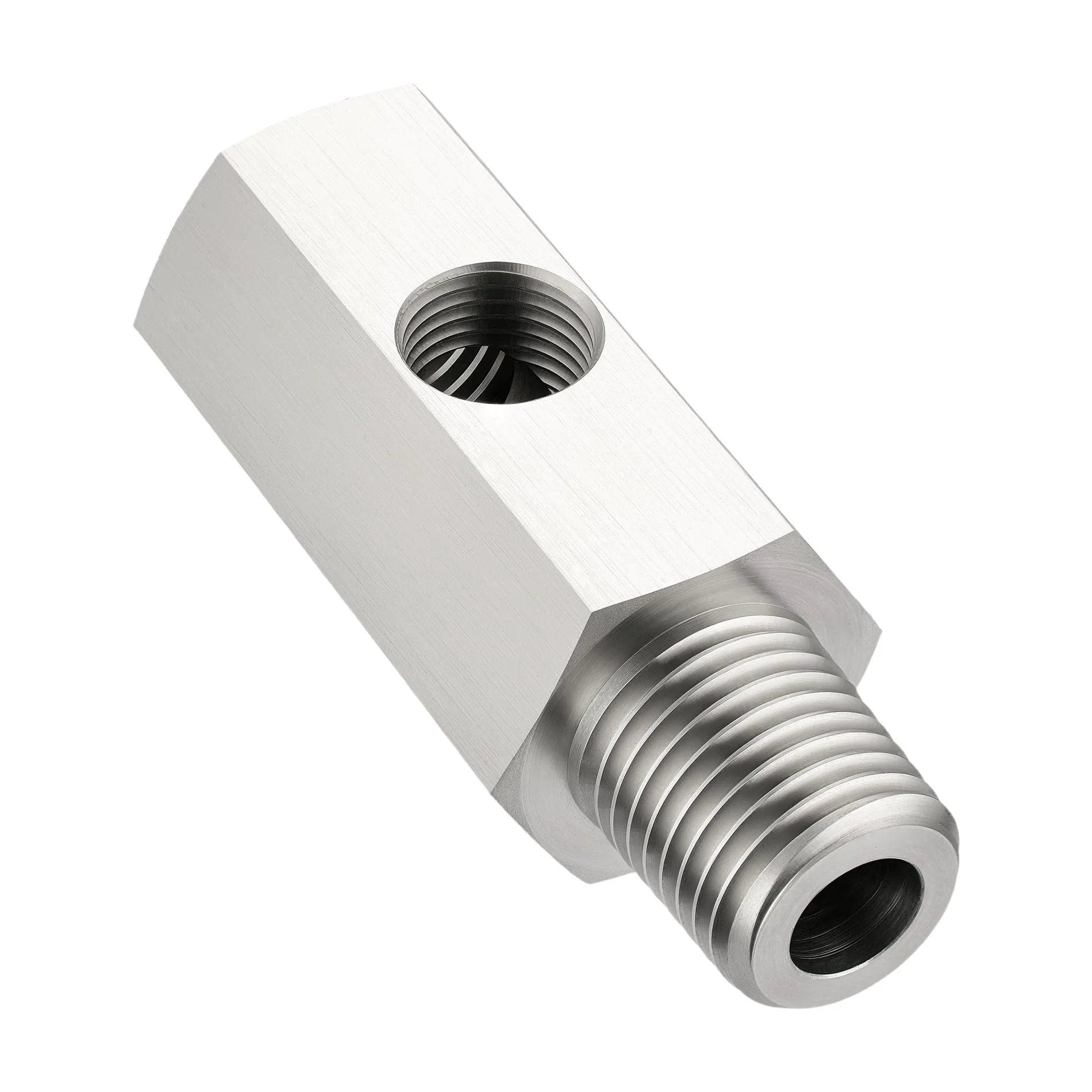 Stainless Steel Oil Pressure Sensor Tee Adapter With 1/4 NPT Female Outlet 1/4 NPT Male Inlet And 1/8 NPT Female Center Port