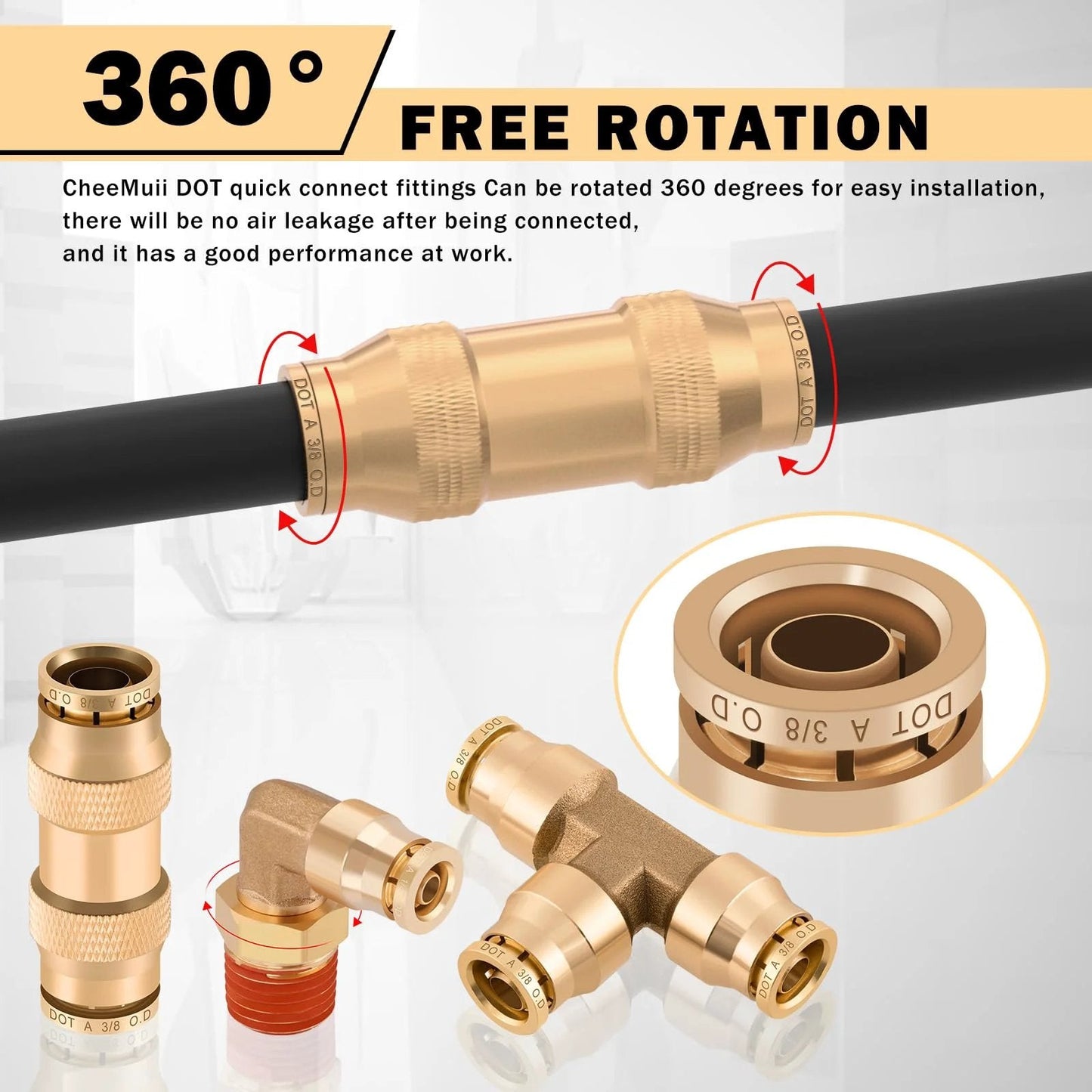 All In One DOT Air Line Fittings Kit With 112 Brass Quick Connects And 300 Ft Of Air Lines close-up view
