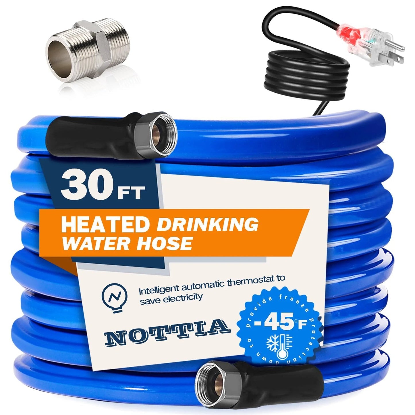 30 Ft Heated Water Hose For RV And Campers With Freeze Protection To Minus 45F Lead Free And BPA Free Safe For Garden, Livestock, Home Use Ideal For Outdoor Home, Farm, RV Parks, Camping Trips, Garden Watering And Pets Built For Real World Use