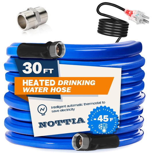 30 Ft Heated Water Hose For RV And Campers With Freeze Protection To Minus 45F Lead Free And BPA Free Safe For Garden, Livestock, Home Use Ideal For Outdoor Home, Farm, RV Parks, Camping Trips, Garden Watering And Pets Built For Real World Use