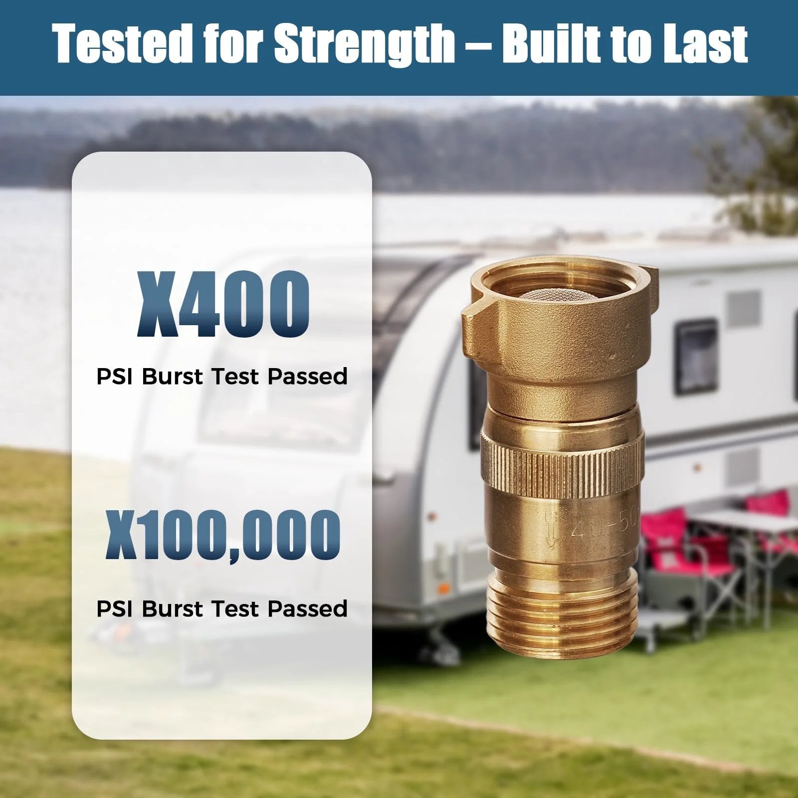 RV Water Pressure Regulator High Flow 40 To 50 PSI With Filter Brass Lead Free And Pre Set Reducer for RV Camper Trailer