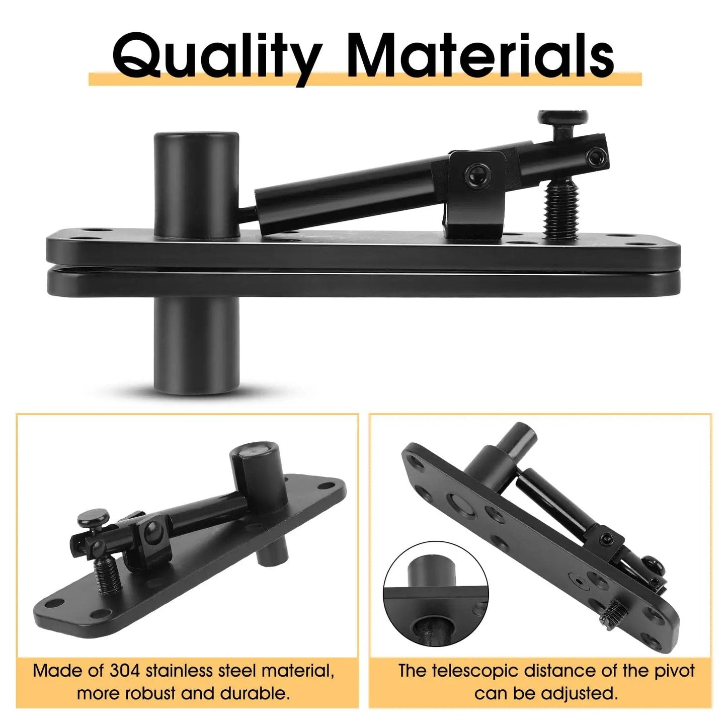 Hidden Pivot Door Hinge Kit Black 360 Degree Swing Hinges Heavy Duty 570 Lbs Load Bearing With Silent Operation