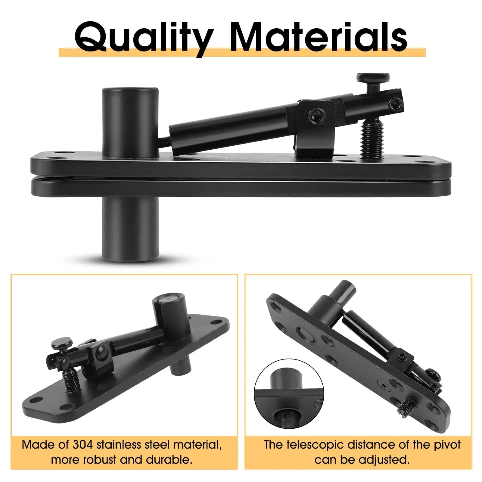 Hidden Pivot Door Hinge Kit Black 360 Degree Swing Hinges Heavy Duty 570 Lbs Load Bearing With Silent Operation