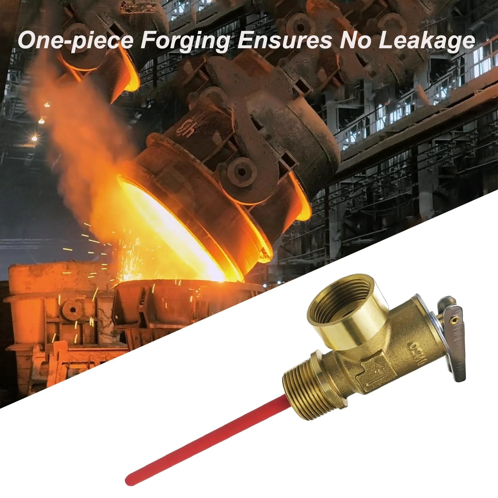 Heavy Duty RV Water Heater Relief Valve With 210 Fahrenheit And 150 PSI Safety Relief Thickened Brass Body With Extended Probe