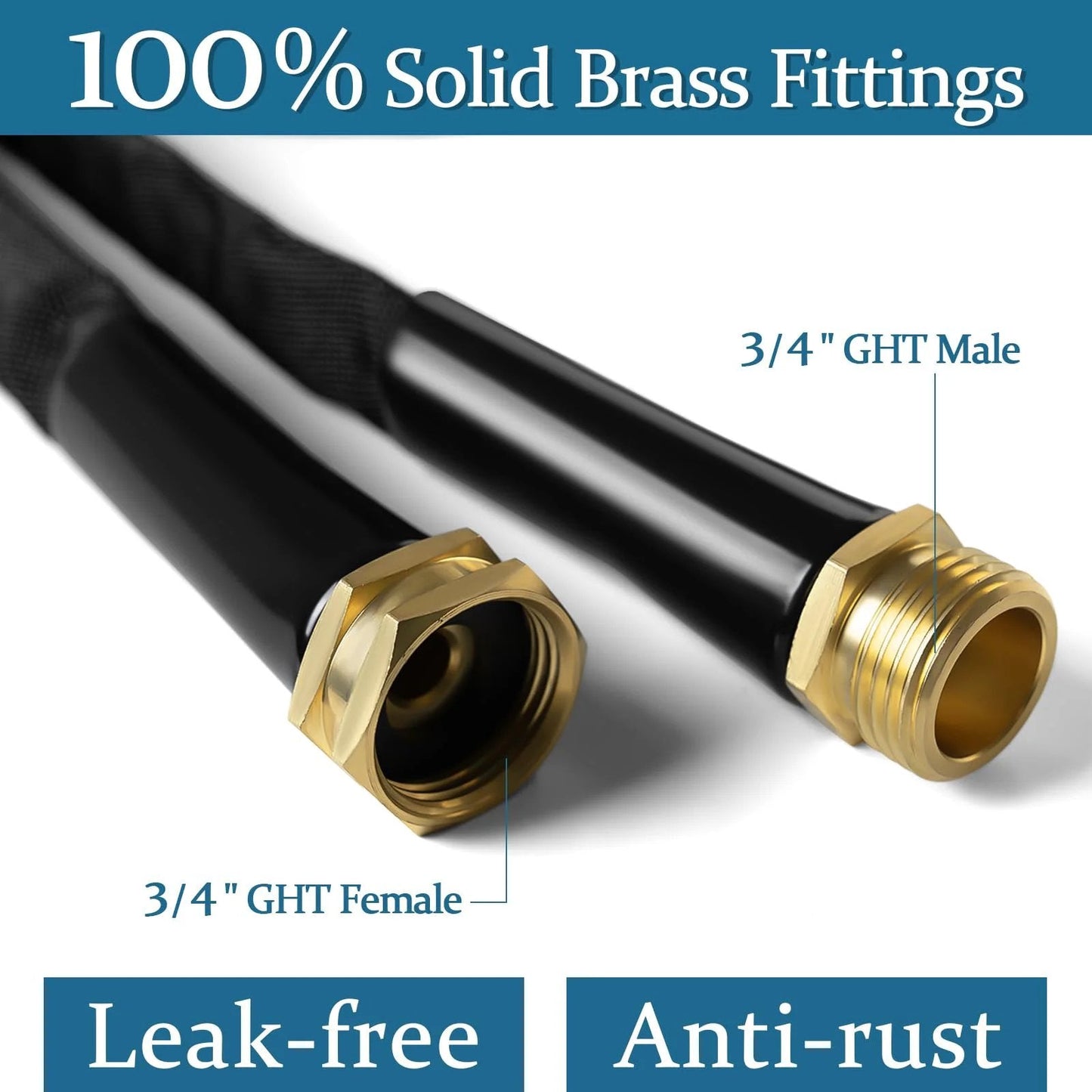 Ultra Flexible TPE Garden Hose 50 Feet With Solid Brass Fittings For All Weather Use, PVC Free And Drinking Water Safe, Gnimihz