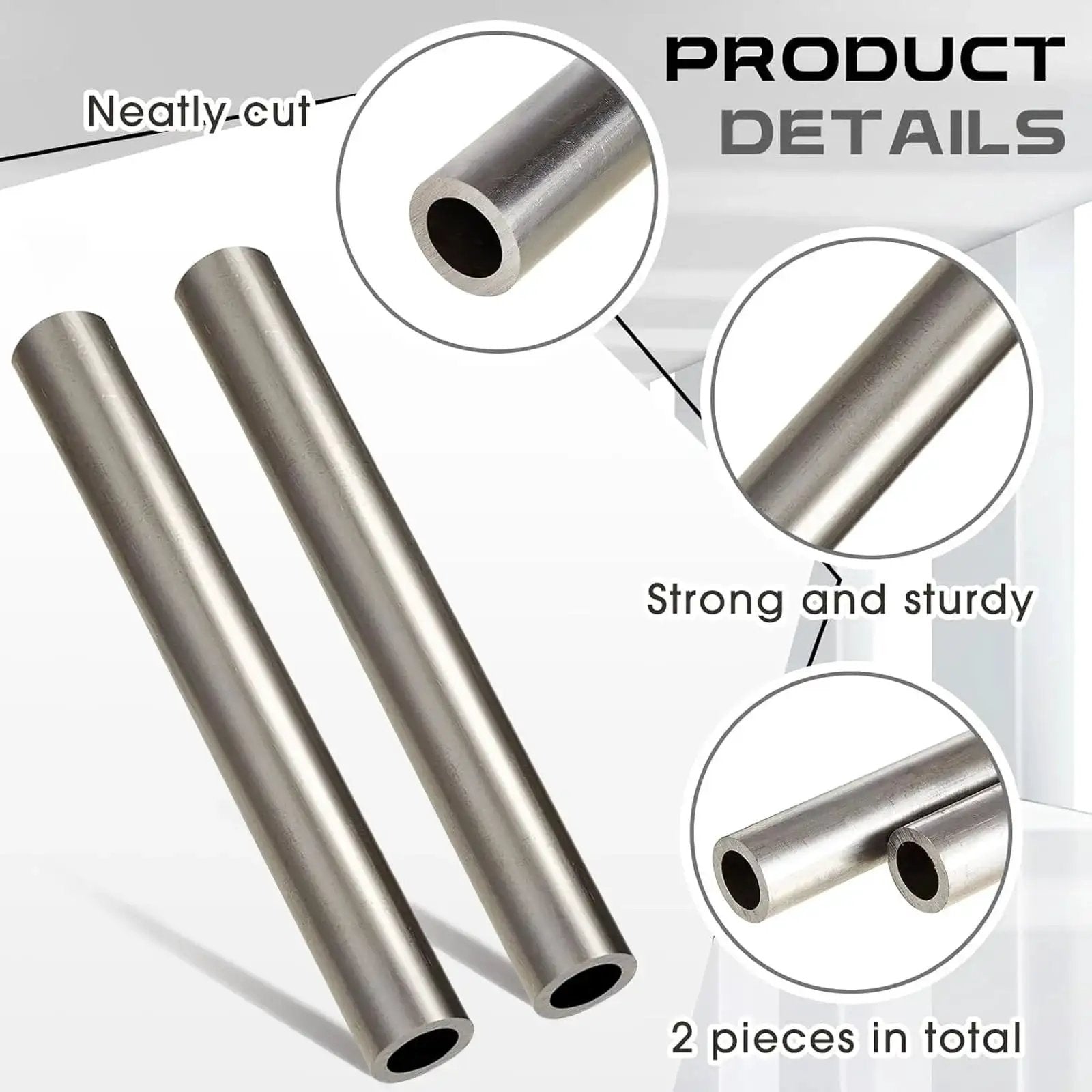 Two Pack Three Quarter Inch Cold Rolled Steel Tubes Seamless Round Tubing Heavy Duty Built To Last 6 Inch Length Outer Diameter 0.75 Inch