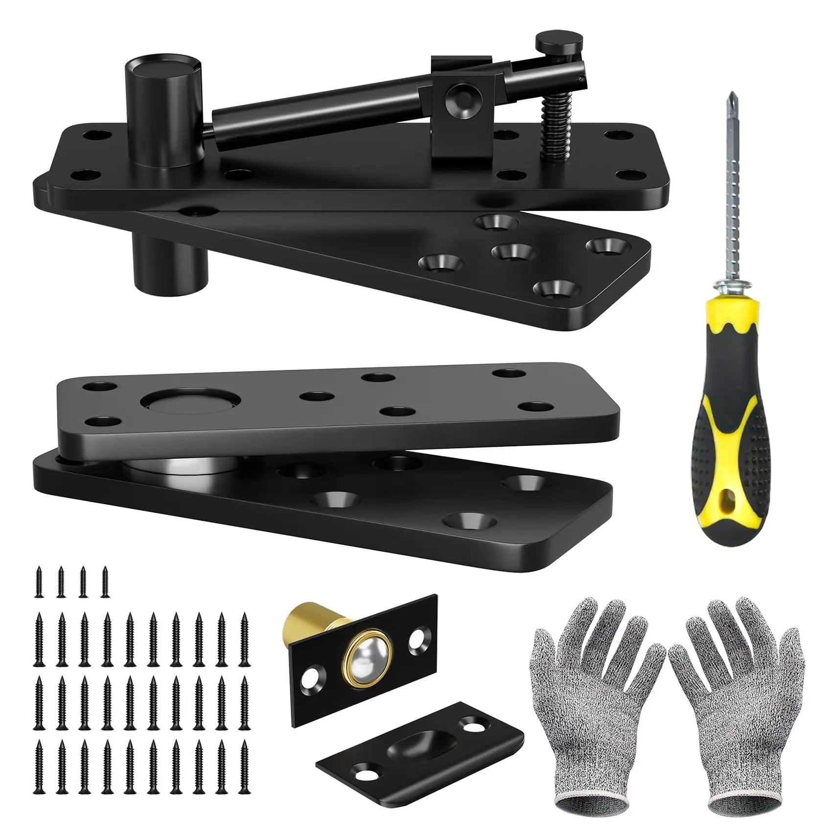 Hidden Door Hinge Kit With 620 Lbs Load Bearing Heavy Duty Stainless Steel Pivot Hinge 360 Degree Rotation Black Invisible Hardware
