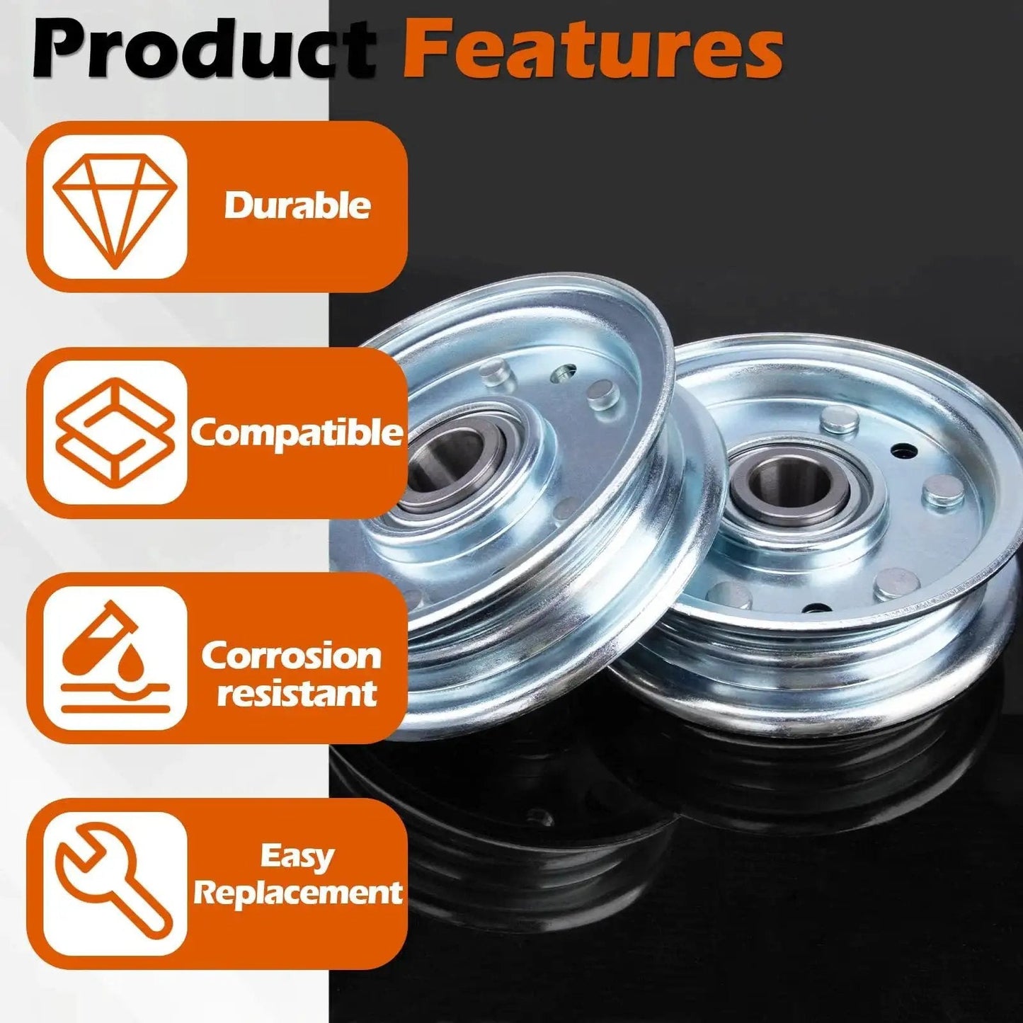 Two Pack Finish Mower Idler Pulley Replacement for RFM Series Mowers Fits 4 Foot 5 Foot And 6 Foot Mowers With Single Belt
