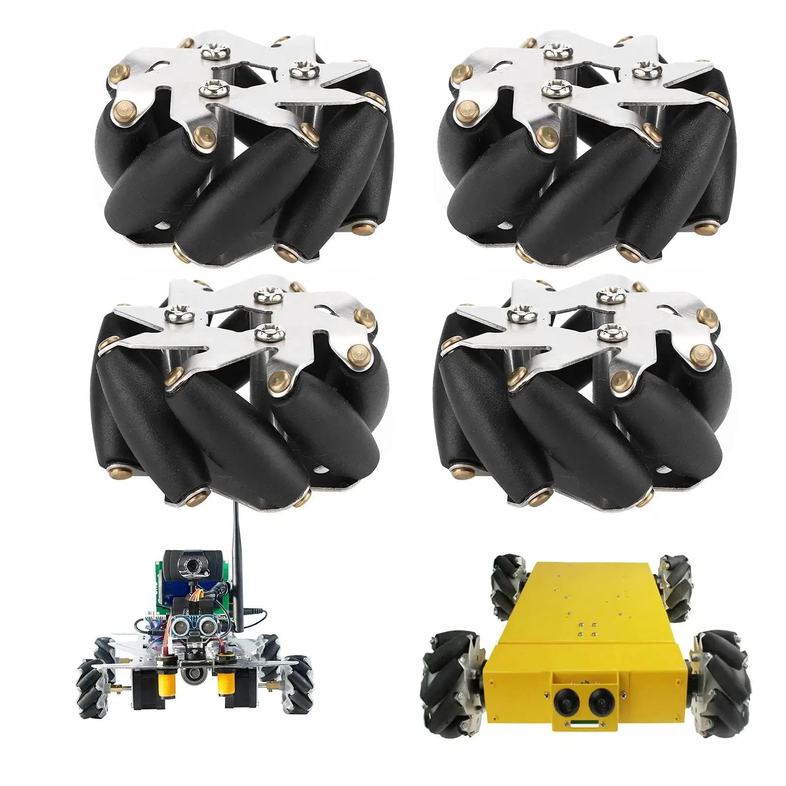 Four Piece 48mm Mecanum Wheel Set for Robot Car Chassis with Directional Left and Right Wheels, DIY RC Toy Part