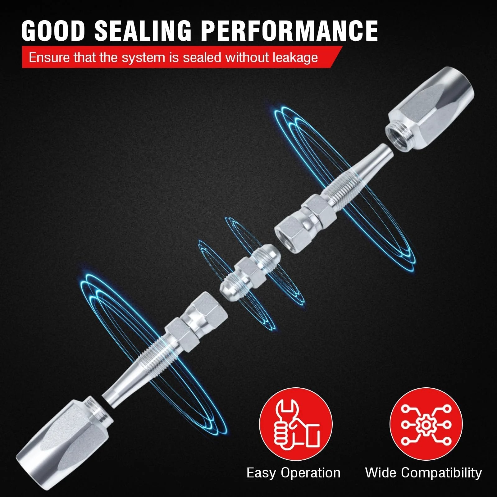 Image of 2-Pack Hydraulic Hose Field Repair Kit For 1/4 Inch Inner Diameter Hoses, showing components and sealing performance features.