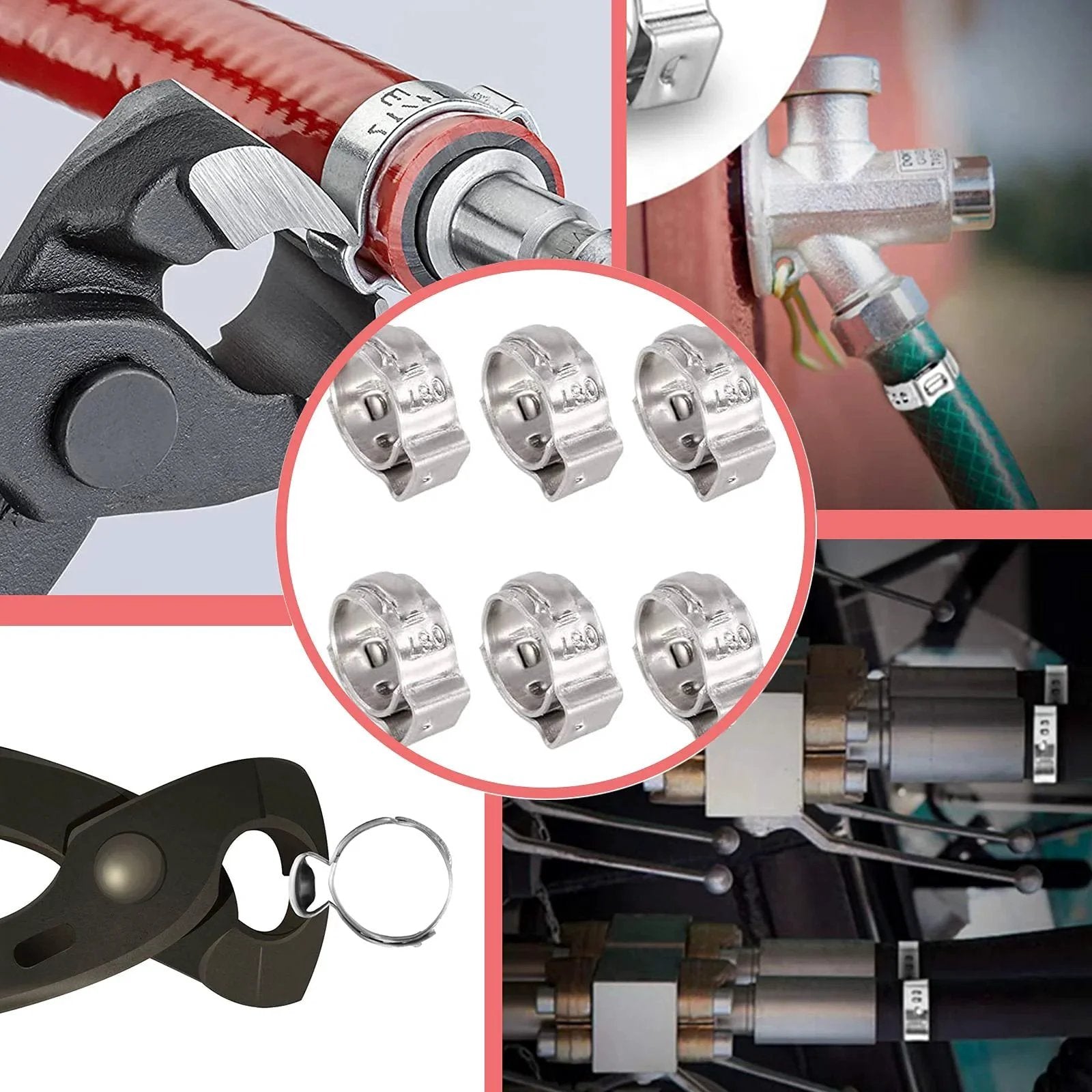 40 Pack 15.3mm To 18.5mm Single Ear Hose Clamps PEX Cinch Clamps Stainless Steel 304 Crimp Hose Clamp Stepless Cinch Rings For Plumbing Marine Use Reusable Rust Resistant Ideal For Home And Workshop Installations Quick Fit