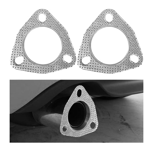 2.5 Inch 3 Bolt High Temperature Exhaust Gasket Set For Cars, 2 Pack Header Gaskets Replacement For Mufflers And Catalytic Converters, Durable Exhaust Seals To Prevent Leaks And Improve Performance