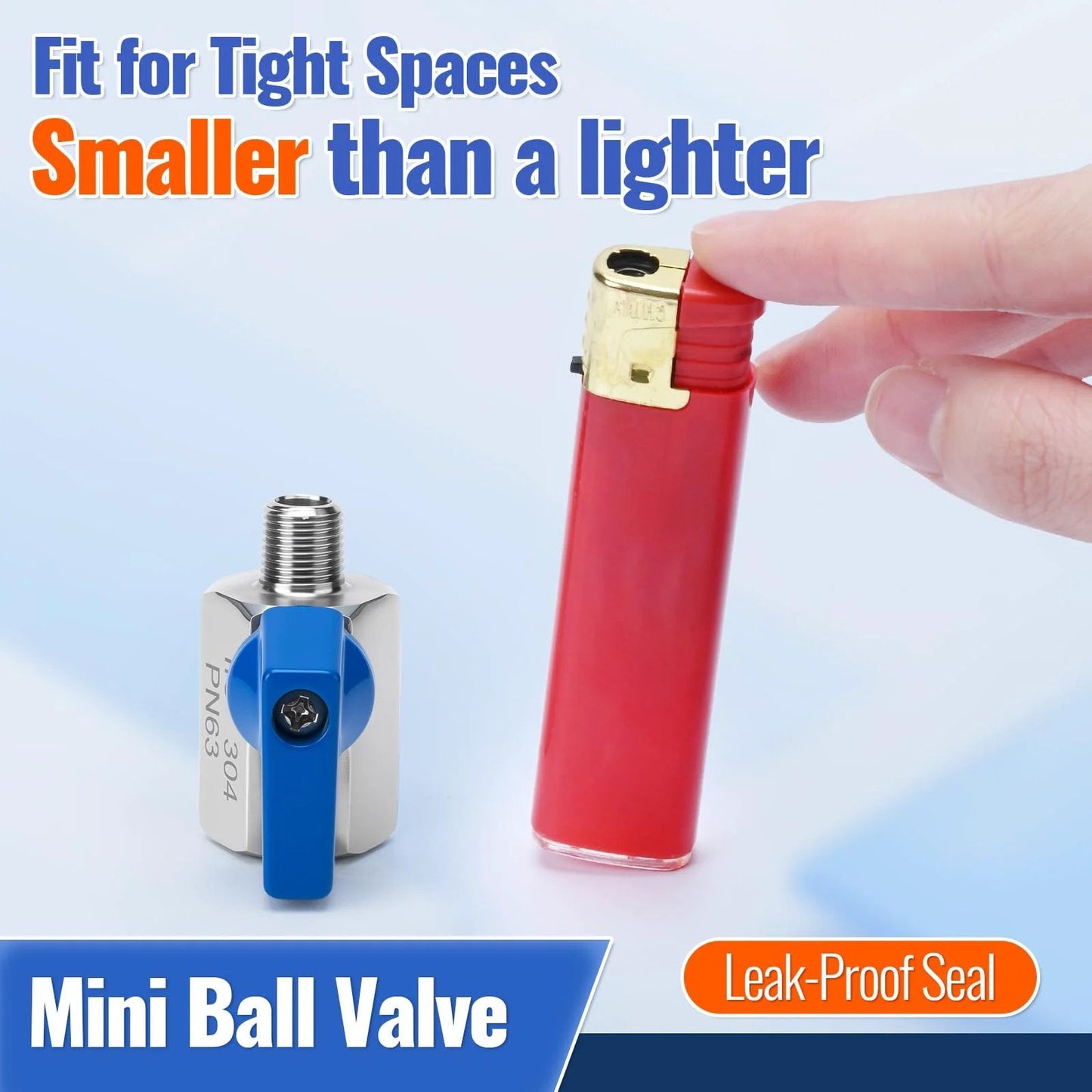 Two Pack One Eighth Inch NPT Mini Ball Valves In 304 Stainless Steel For Water Oil And Gas Flow Control Compared to Lighter
