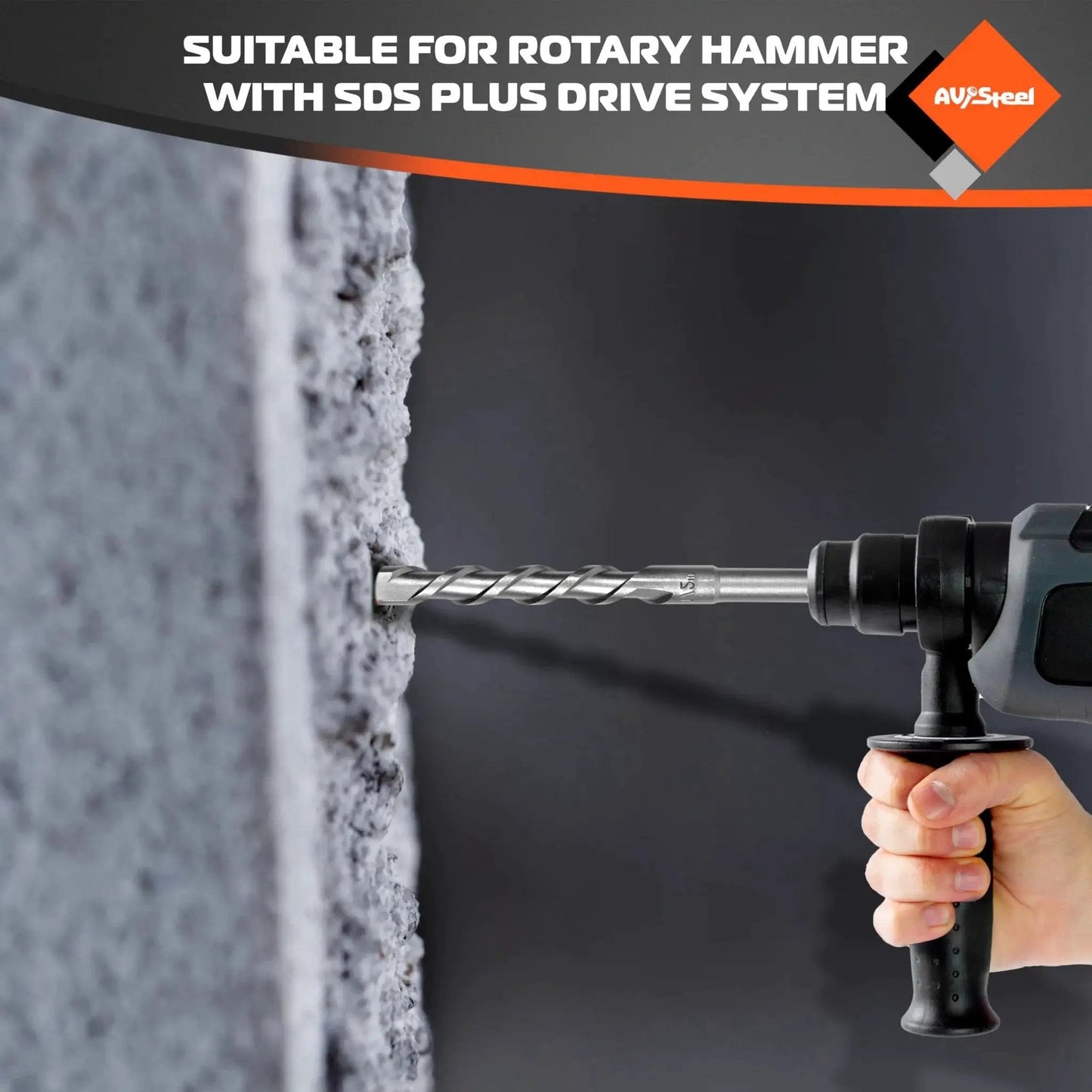 Five Piece SDS Plus Rotary Hammer Drill Bit Set For Masonry With Carbide Tips And Storage Case Built Tough For Brick Block And Concrete