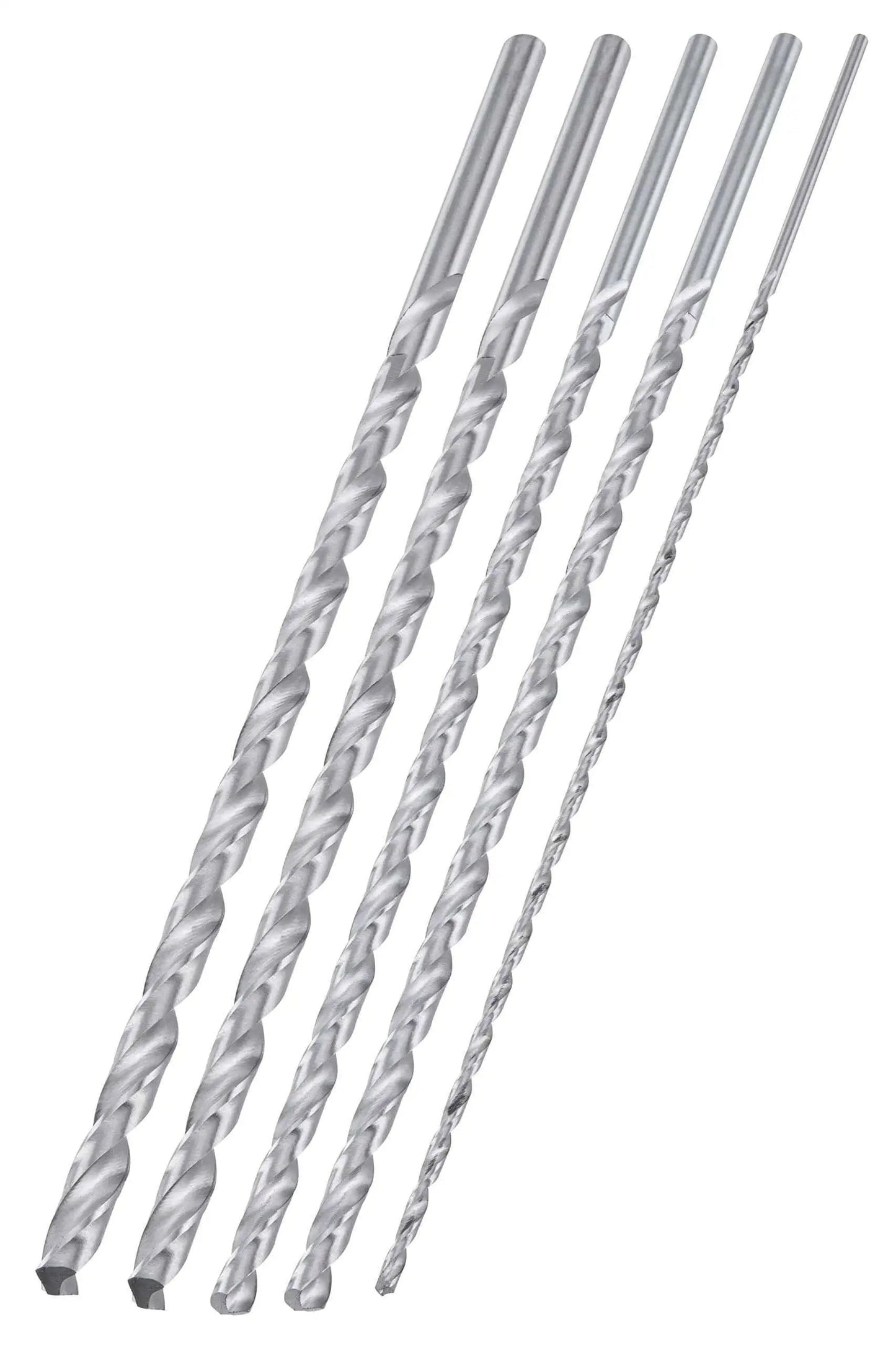 Extra Long Drill Bit Set For Deep Holes With 12 Inch Reach, M2 HSS Steel Bits, Five Piece Set Including One Eighth Inch, Three Sixteenths Inch