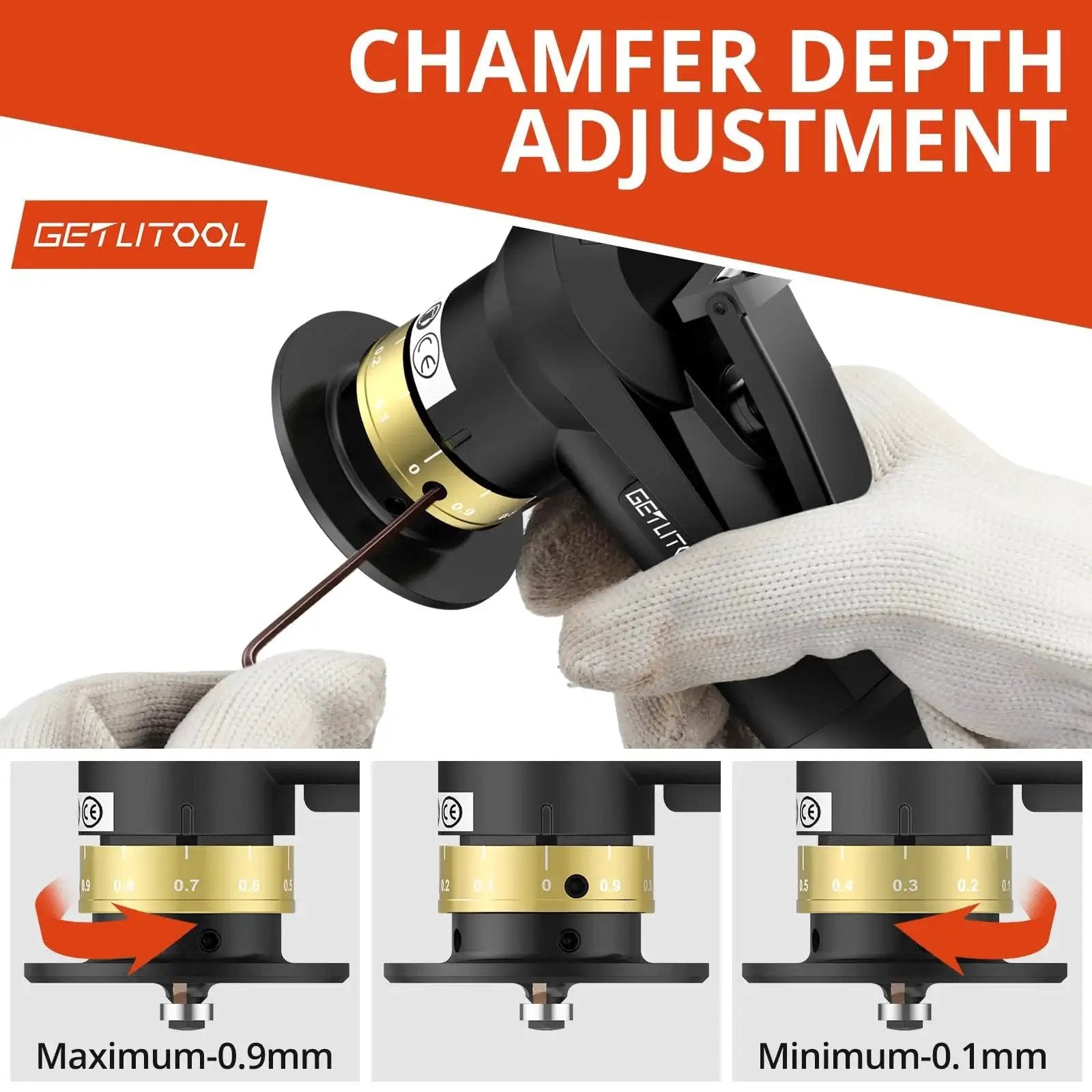 Pneumatic Chamfering Tool Kit Pro Grade With 12 C Angle And 10 R Angle Tungsten Blades and depth adjustment feature.