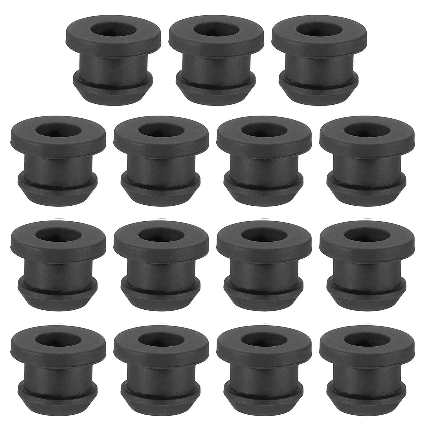 Ten Millimeter Drill Hole Top Hat Rubber Grommets Three Eighths Inch Outer Diameter One Quarter Inch Inner Diameter Silicone Black 15 pieces
