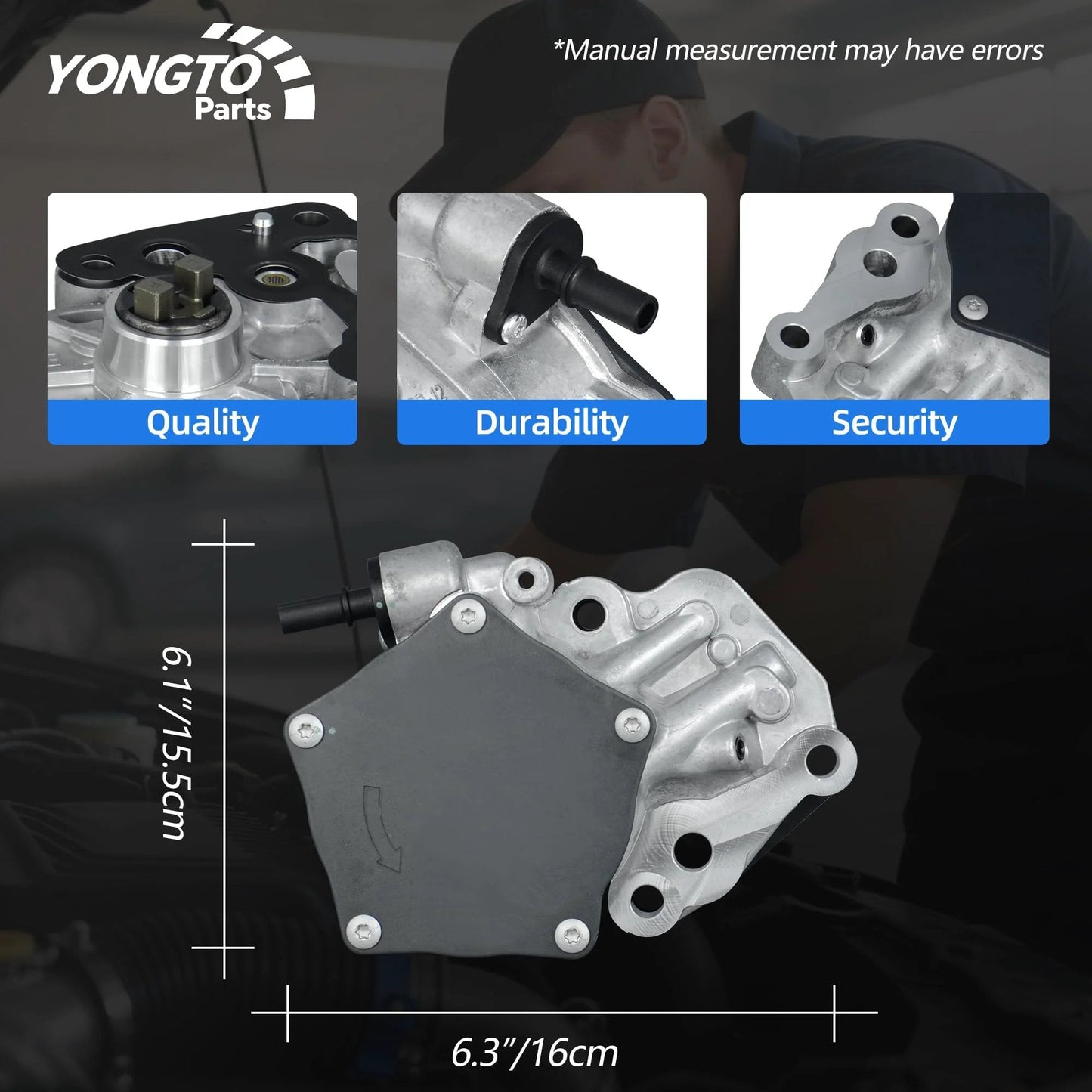 Brake Vacuum Pump Replacement For Chevy Malibu Cruze Spark Equinox 2016 2022 GMC Terrain 2018 2022 Buick Encore 2016 2019 Fits OE Numbers 12684050 12662789 12673203 12704586 showing product dimensions