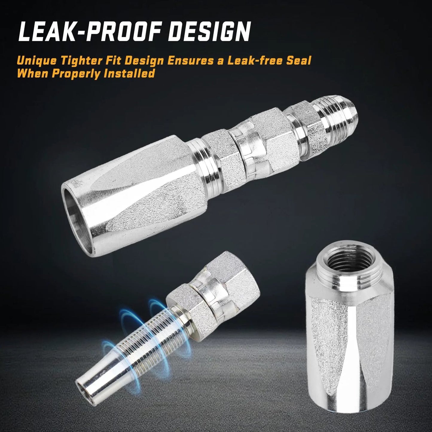 Half Inch Hydraulic Hose Repair Kit With Reusable Fittings For 4000 PSI Systems, Two Piece Set By Legines, fittings close-up