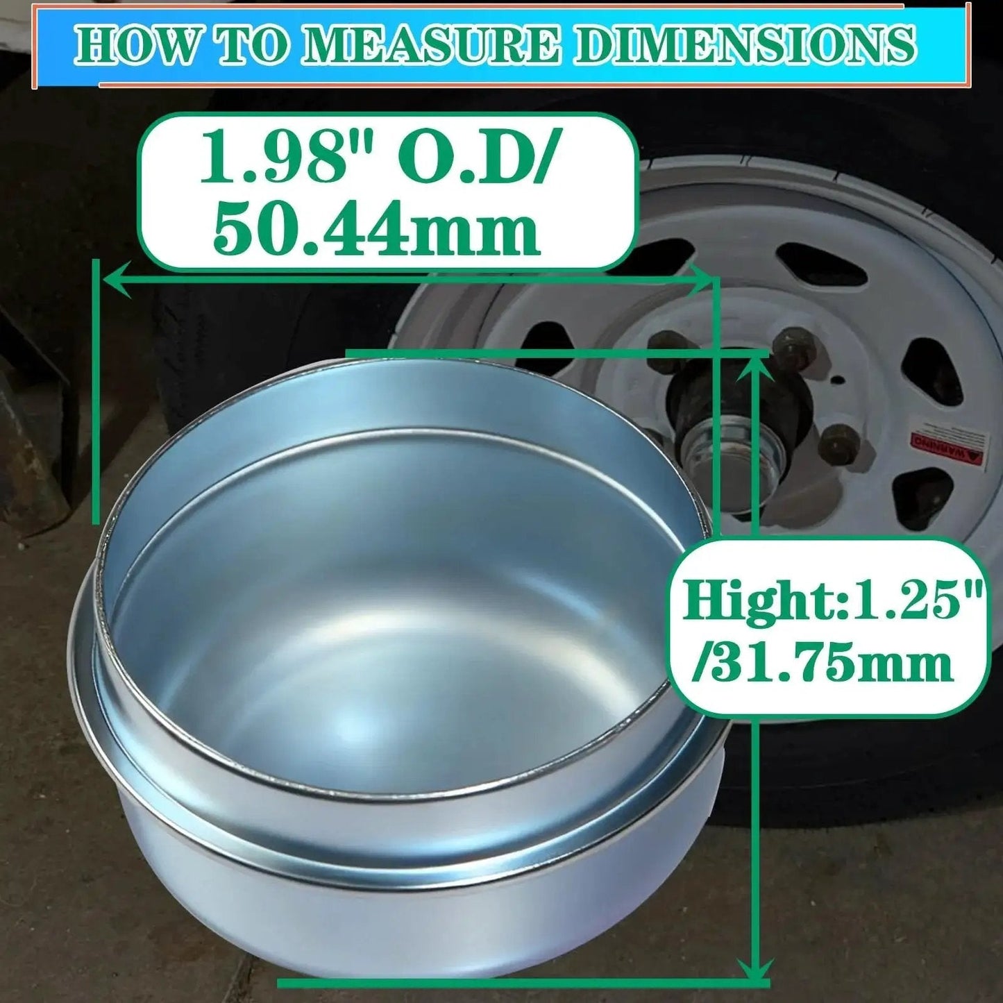 Two Pack 1.98 Inch Trailer Hub Dust Caps For EZ Lube And Standard Axles Bearing Center Replacement Grease Caps Fits Most 2000 To 3500 Lb Boat Trailers 4 And 5 Lug Hubs 50mm Diameter Dexter EZ Lube Compatible