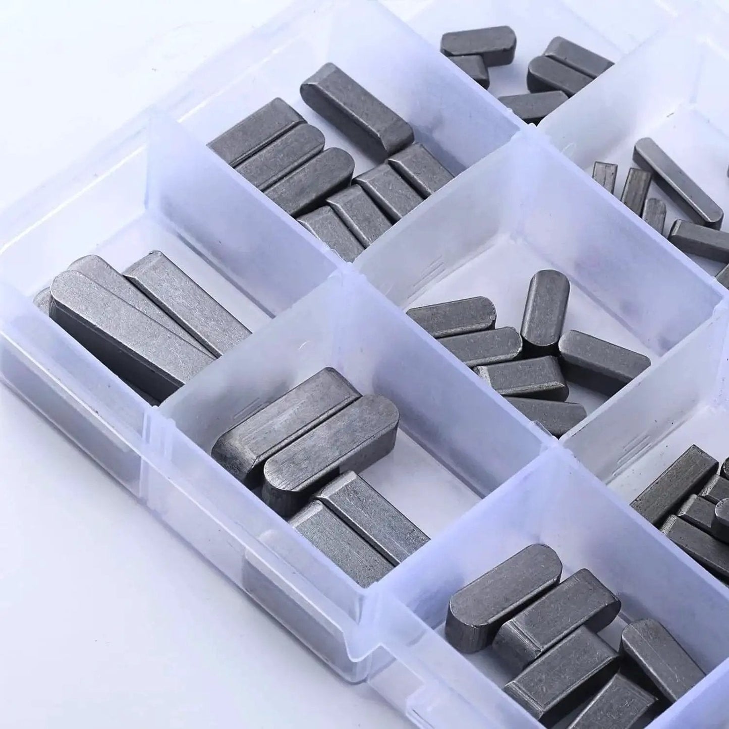 Round Ended Feather Key Set, 140 Pcs Parallel Drive Shaft Keys, Key Stock Assortment for Shaft Keyways, 3Mm 4Mm 5Mm 6Mm, High Carbon Steel, Durable, Corrosion Resistant, A Must Have for Mechanical Projects and Fasteners MUZHUPGUZ in a clear box