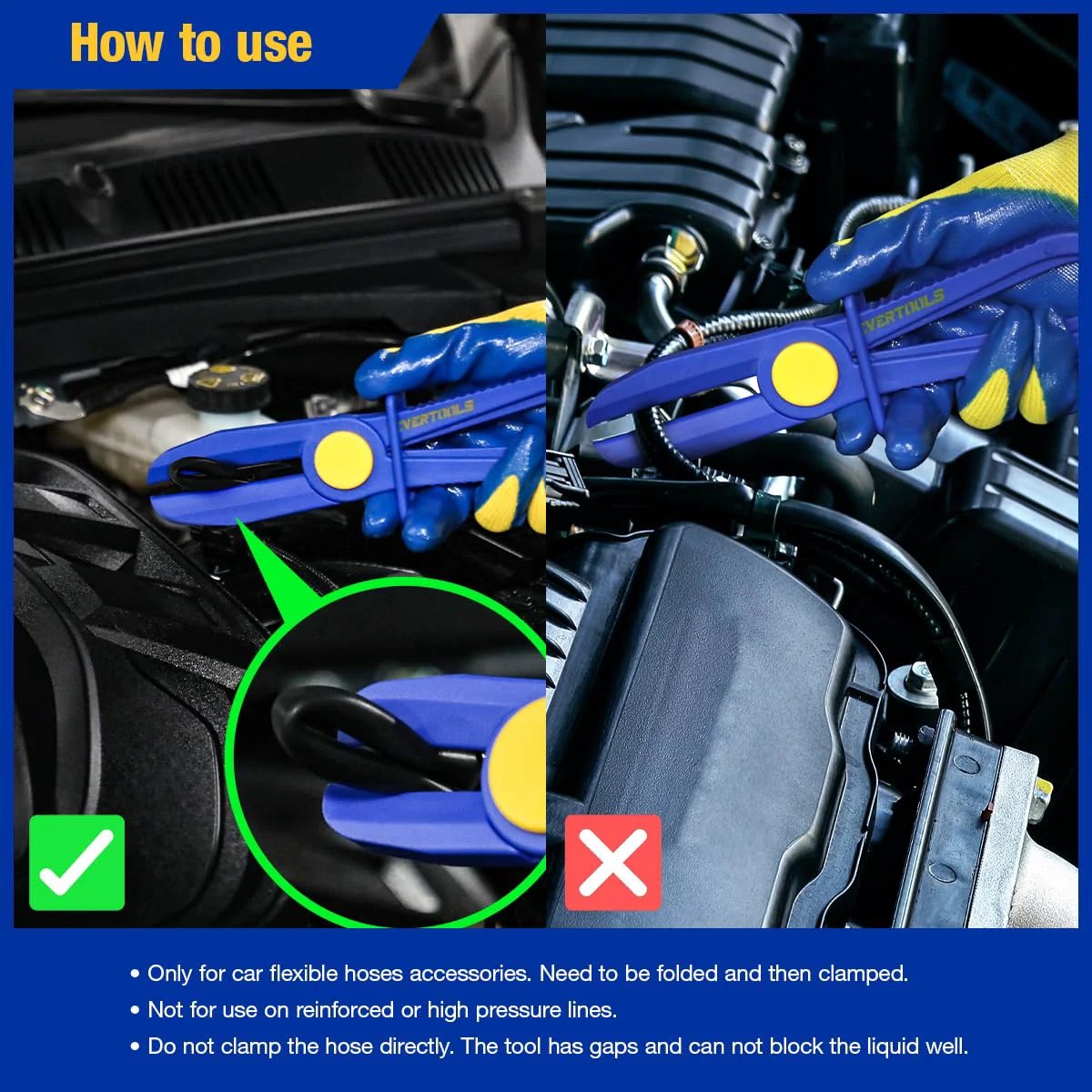 6 Piece Hose Pinch Clamp Pliers Set For Brake Fuel Radiator Hoses All In One Kit With 3 Sizes And Oxford Tool Bag Perfect Gift