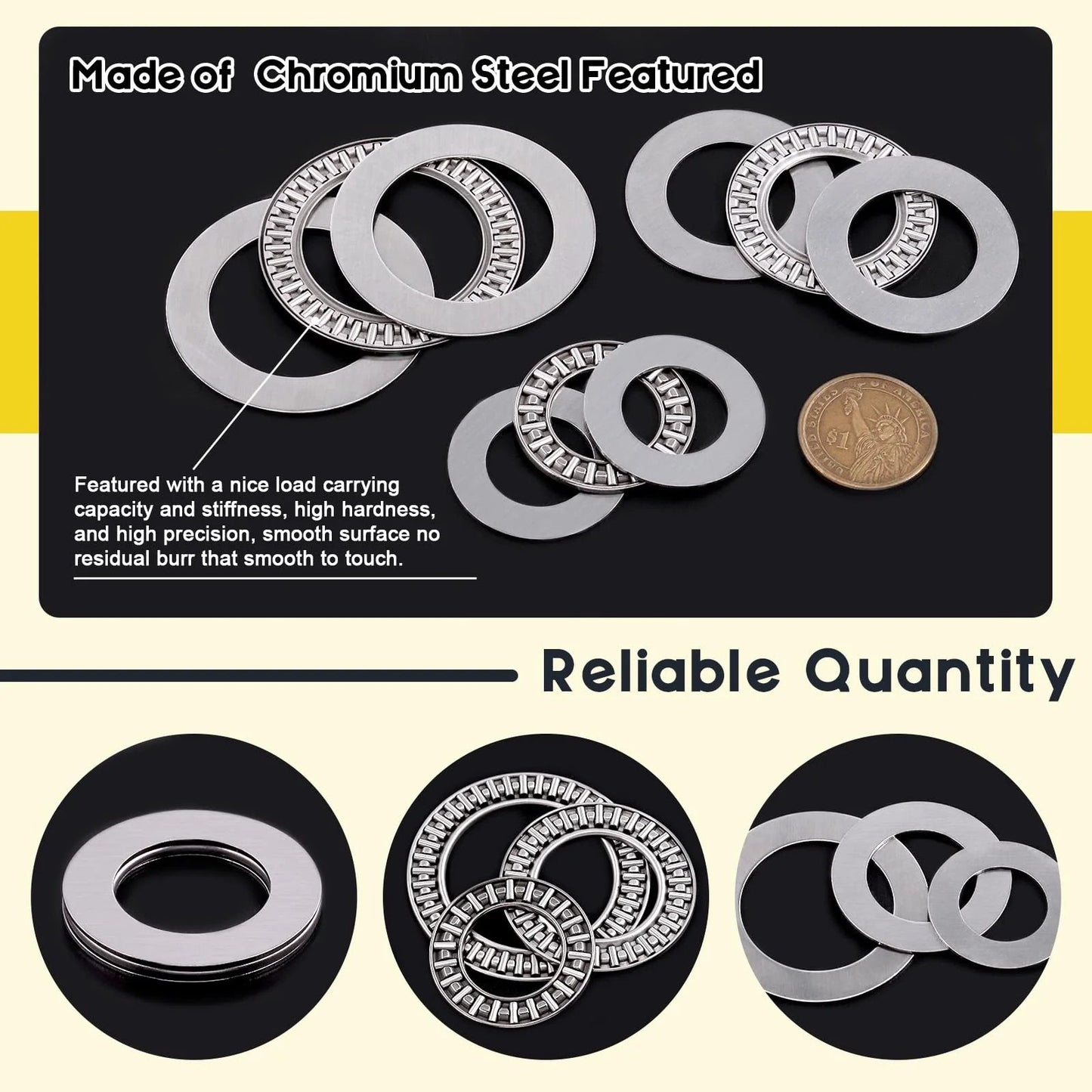 Assorted 24 Piece Thrust Needle Roller Bearing Set With Washers In Three Sizes AXK3552 AXK2035 AXK2542 Chromium Steel