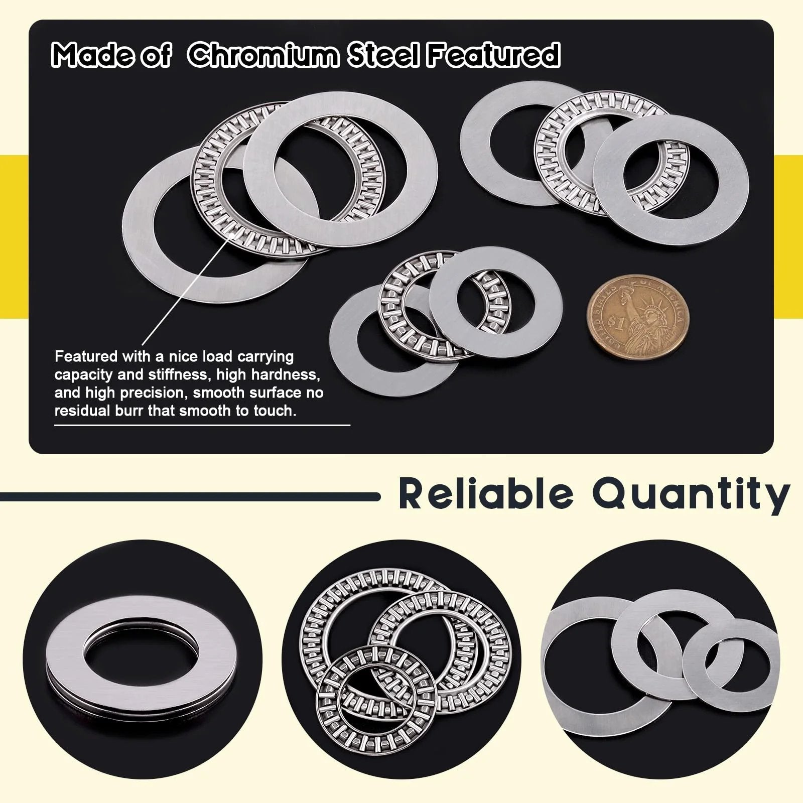 Assorted 24 Piece Thrust Needle Roller Bearing Set With Washers In Three Sizes AXK3552 AXK2035 AXK2542 Chromium Steel