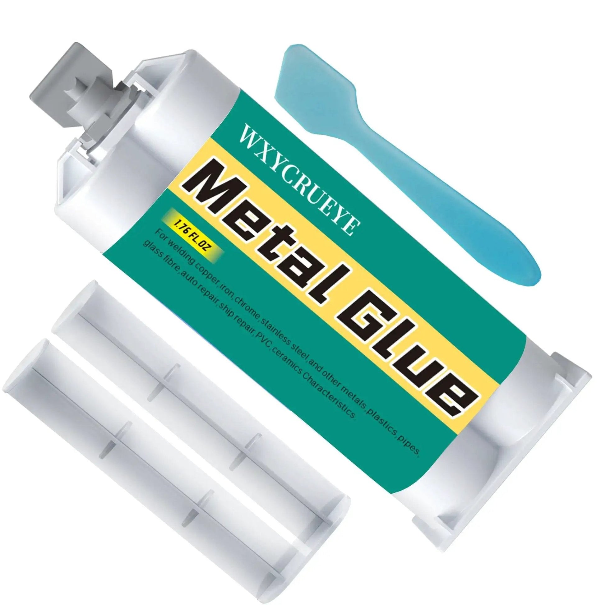Heavy Duty Waterproof Metal Glue For Metal Repair And Bonding, High Strength Epoxy Adhesive For Metal Plastic Ceramic PVC And Fiberglass, Heat And Corrosion Resistant, Includes Mixing Syringe And Applicator, 1.76 Ounce Bottle.