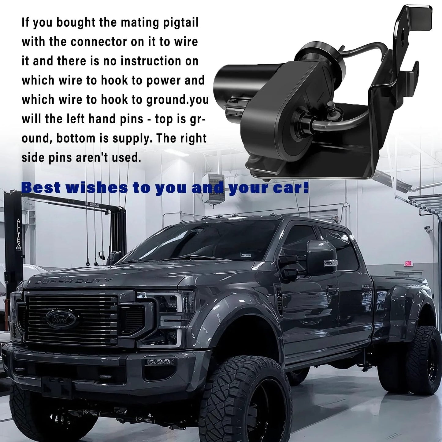 Replacement 904-214 Vacuum Pump For Ford Excursion 1999-2010 shown with diesel truck in garage