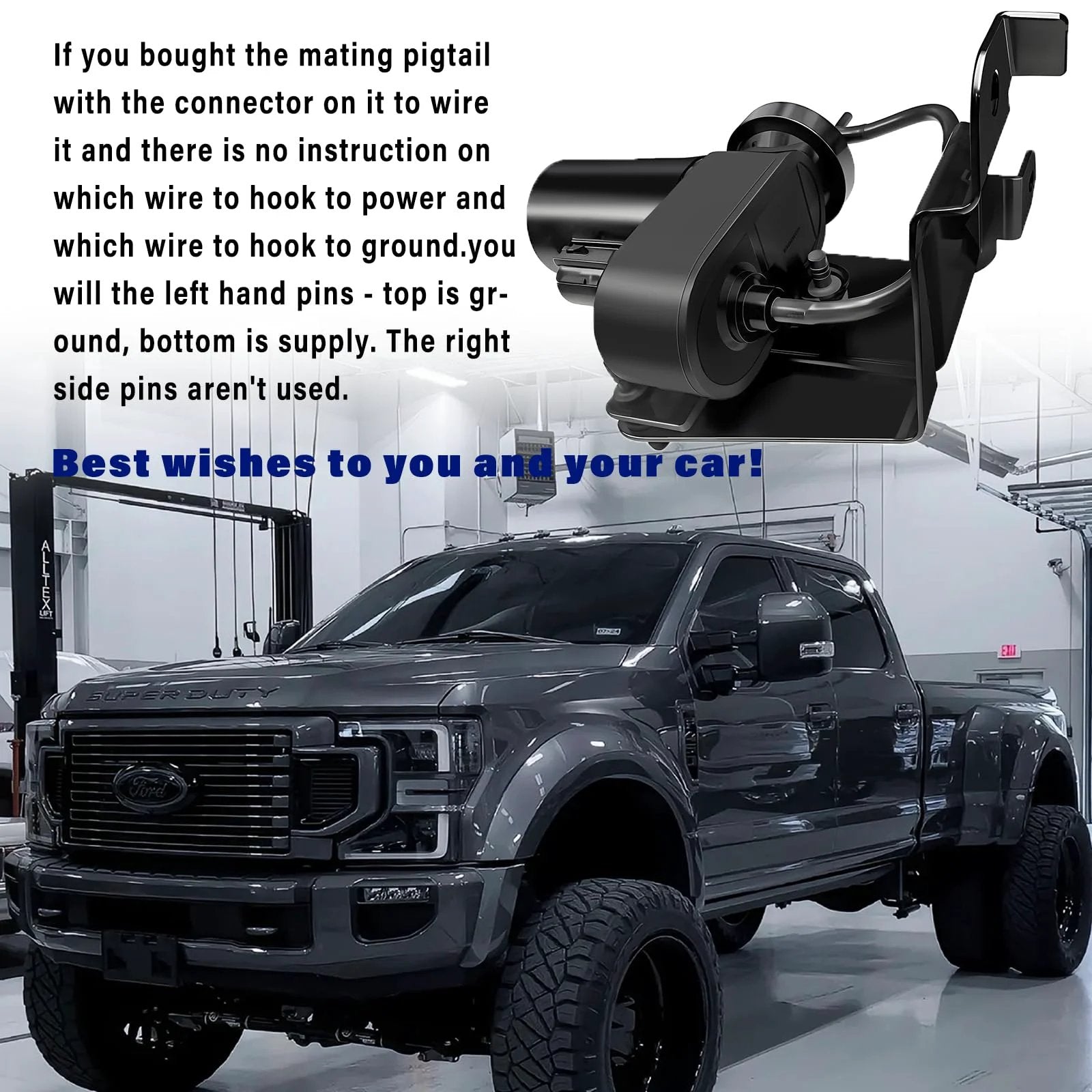 Replacement 904-214 Vacuum Pump For Ford Excursion 1999-2010 shown with diesel truck in garage