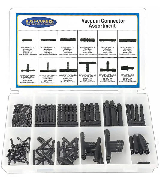 All In One Nylon 66 Vacuum Connector Kit With Heat Resistant 240C And 460F Rating, 113 Piece Assortment for automotive use